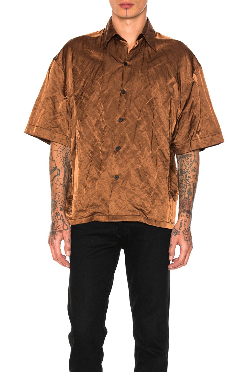 Image 1 of Lanvin Oversize Short Sleeve Shirt in Brown