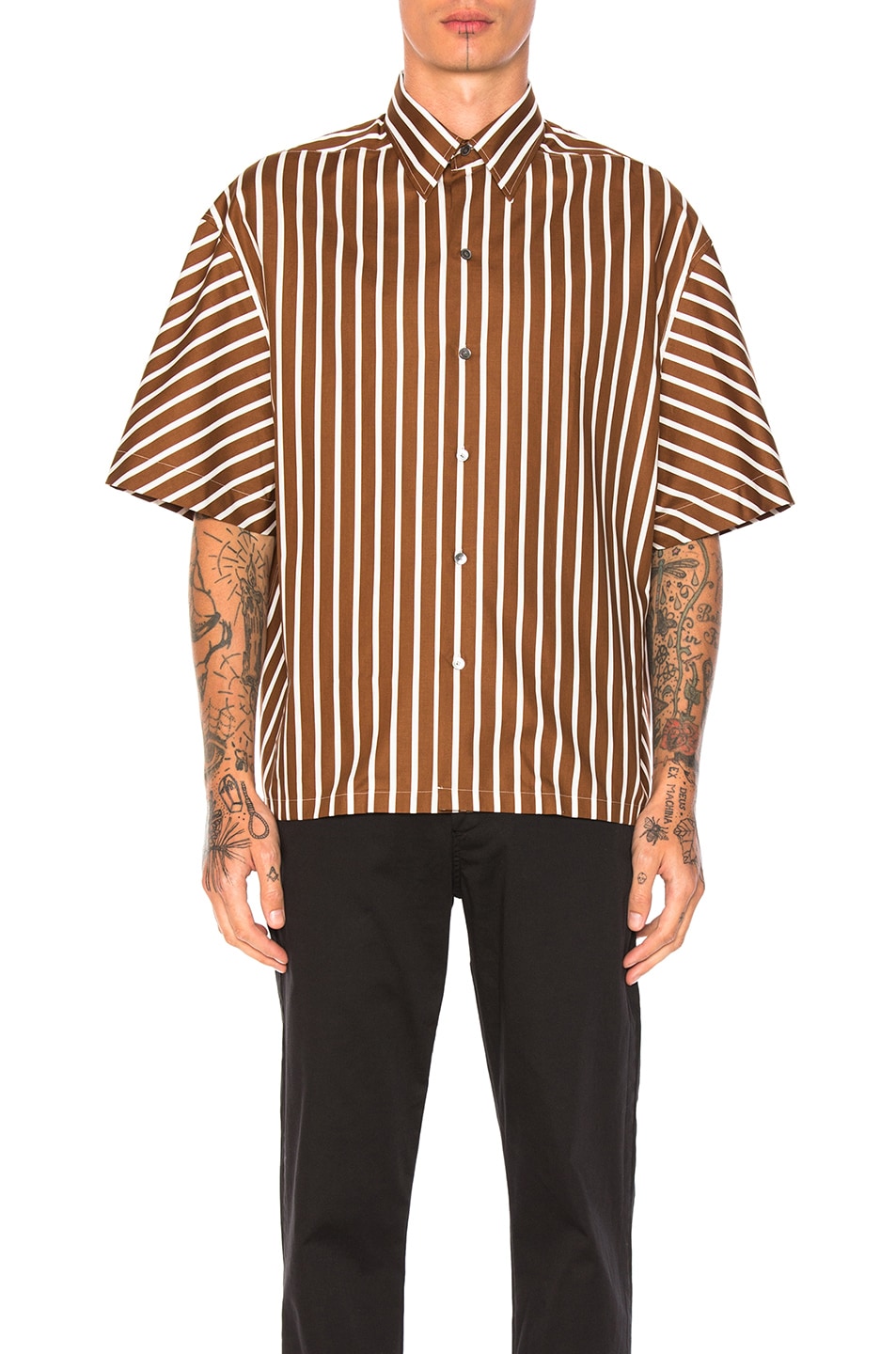 Image 1 of Lanvin Oversize Short Sleeve Shirt in Light Brown