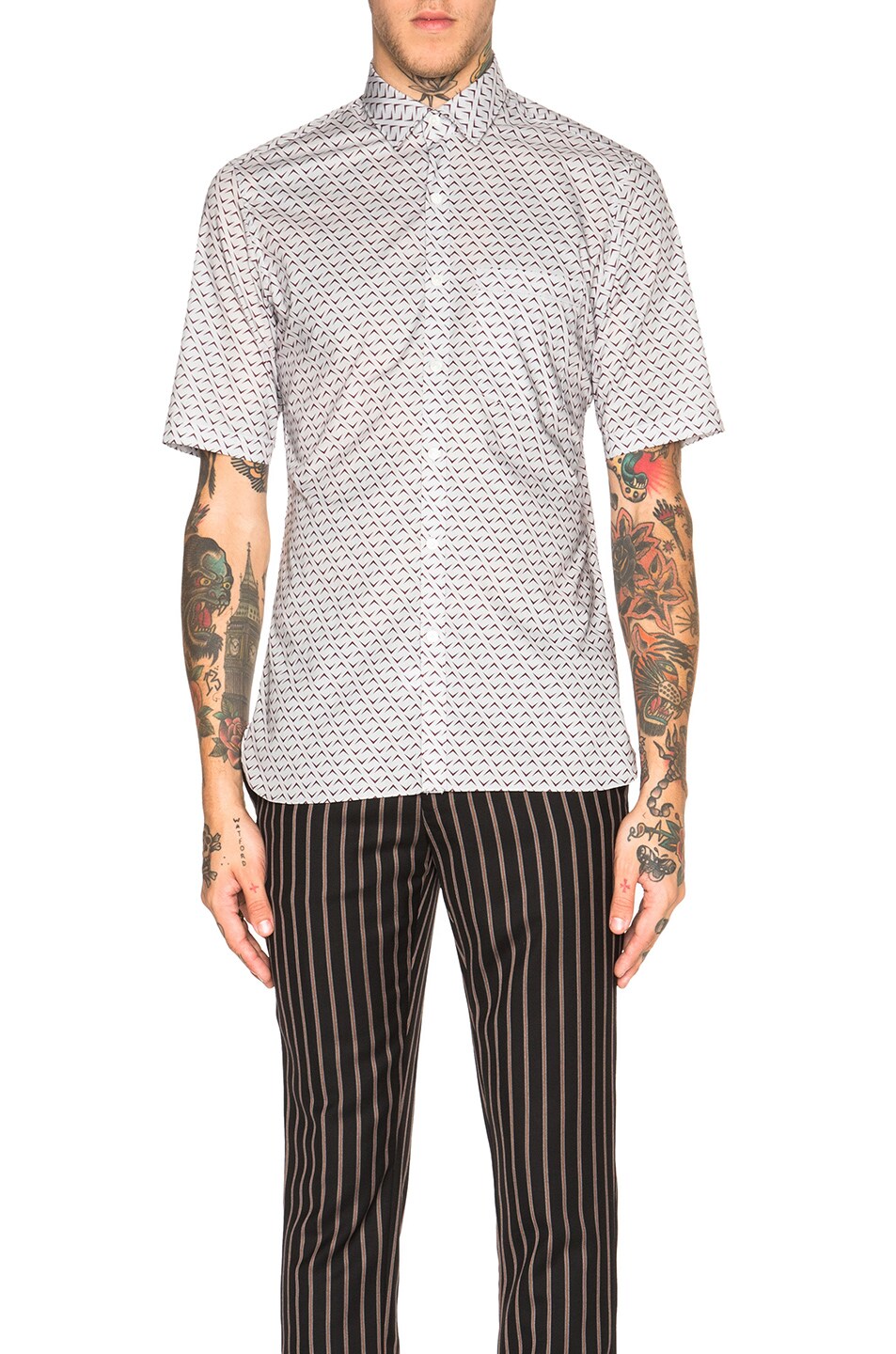 Image 1 of Lanvin Slim Fit Short Sleeve Shirt in White