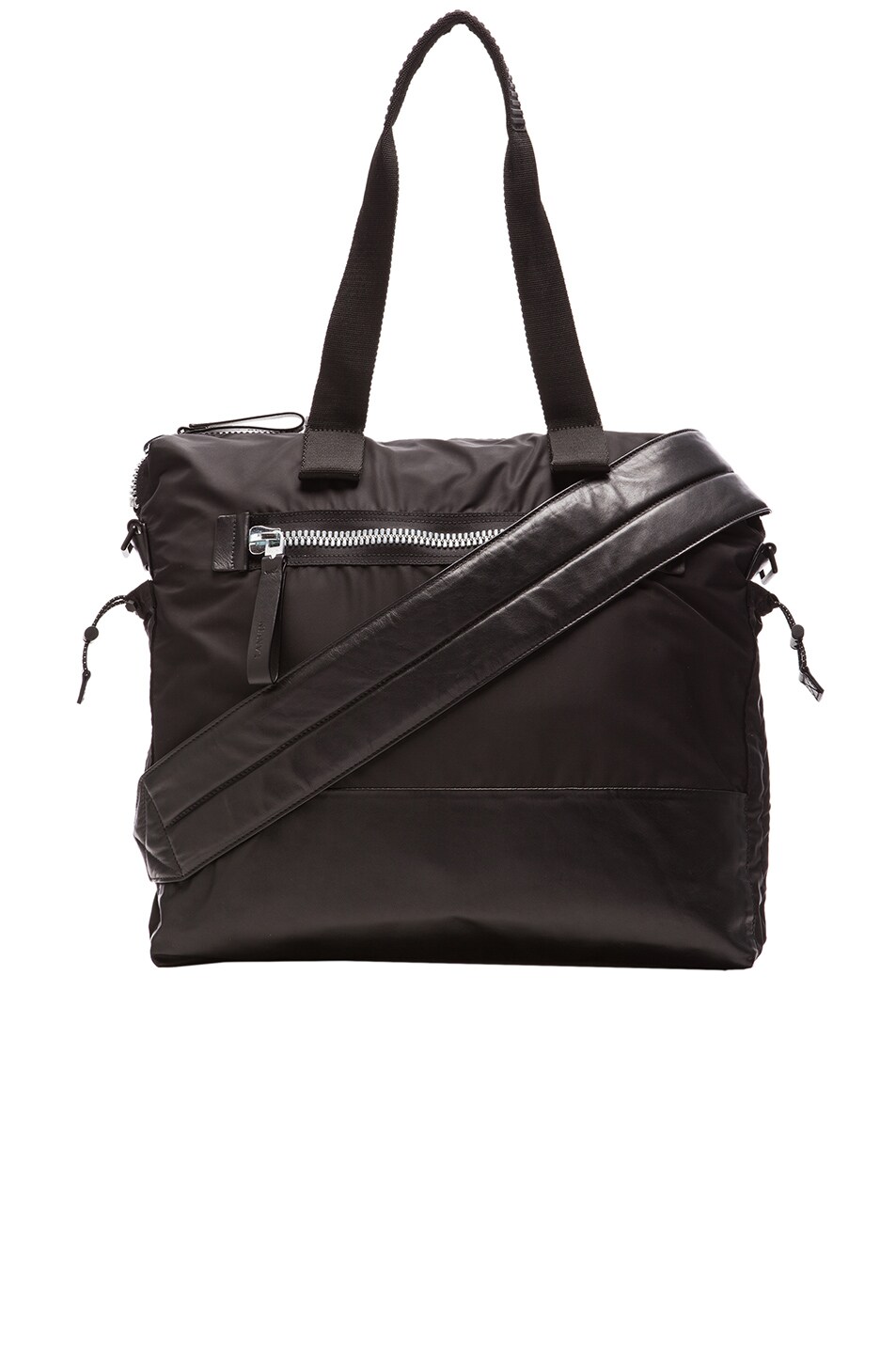 Image 1 of Lanvin Fabric and Paper Effect Calfskin S Bag in Black