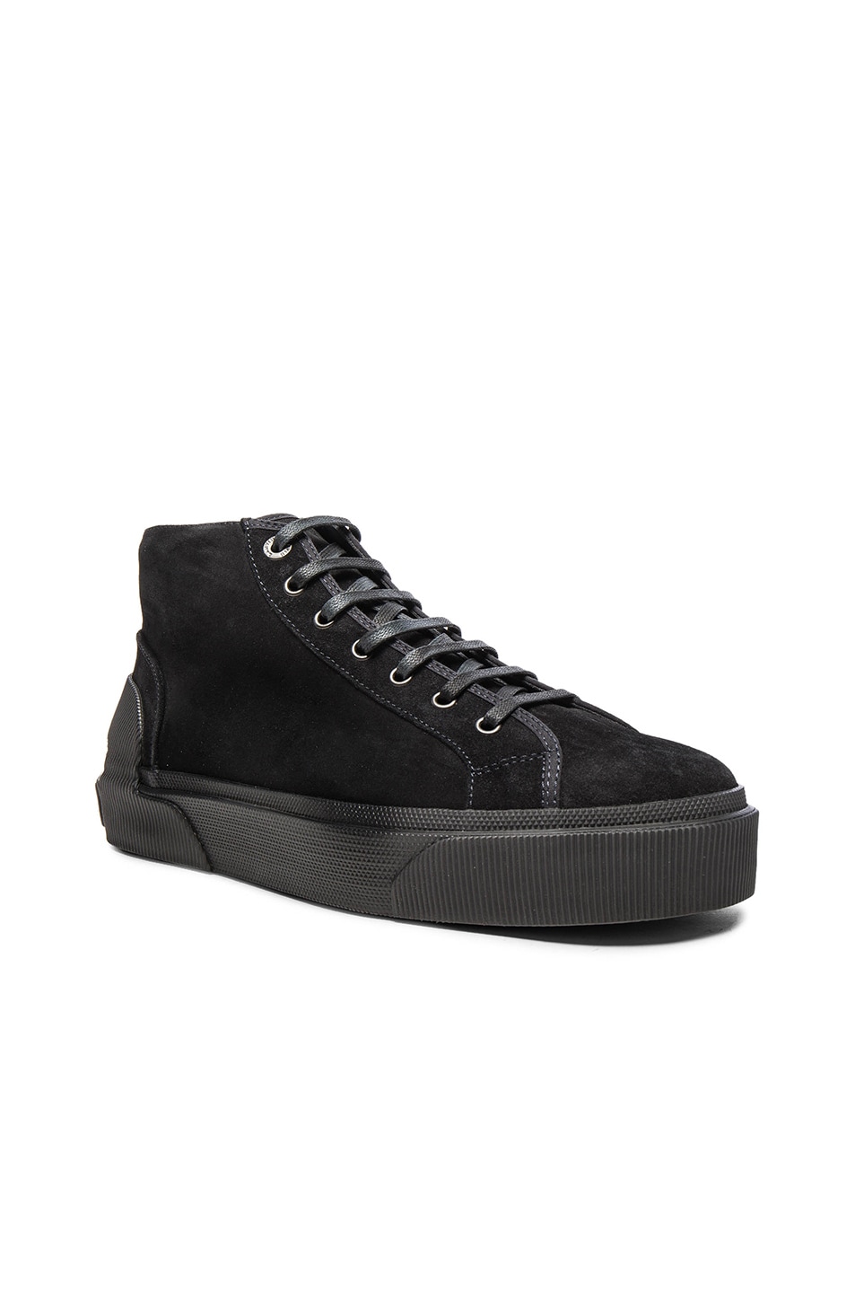 Image 1 of Lanvin Mid Top Spray Suede Sneakers in Black & Dark Grey