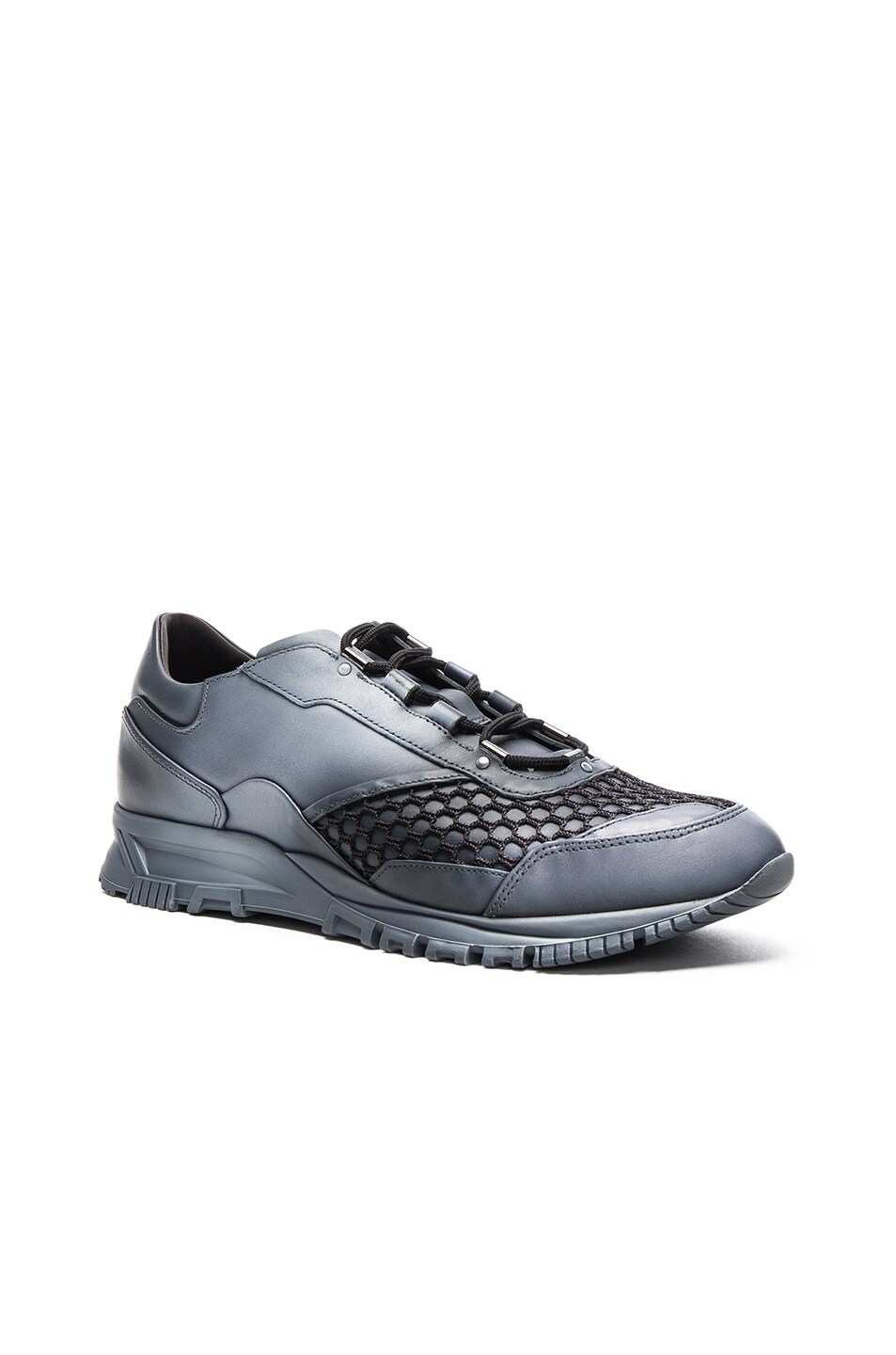 Image 1 of Lanvin Running Leather Spray Sneakers in Anthracite & White