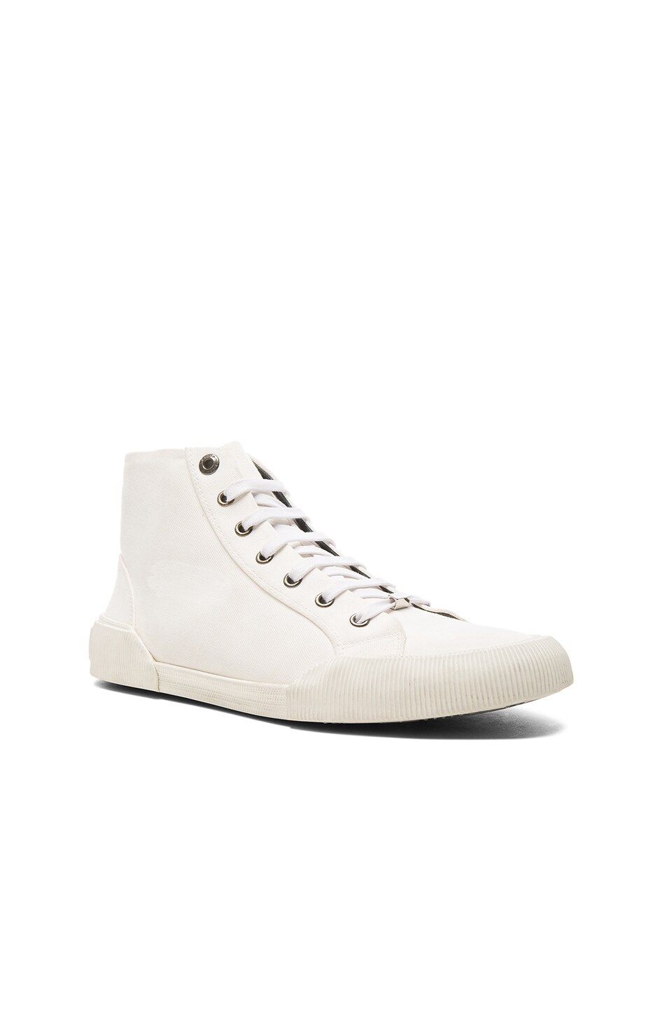 Image 1 of Lanvin Canvas Destroy Effect Mid-Top Sneakers in Optic White