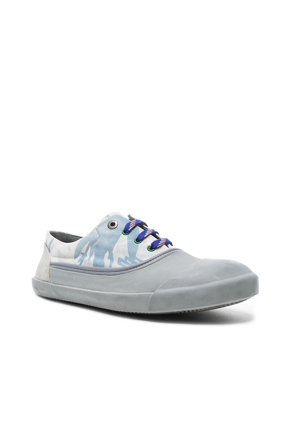 Image 1 of Lanvin Printed Canvas Low Top Sneakers in Light Blue
