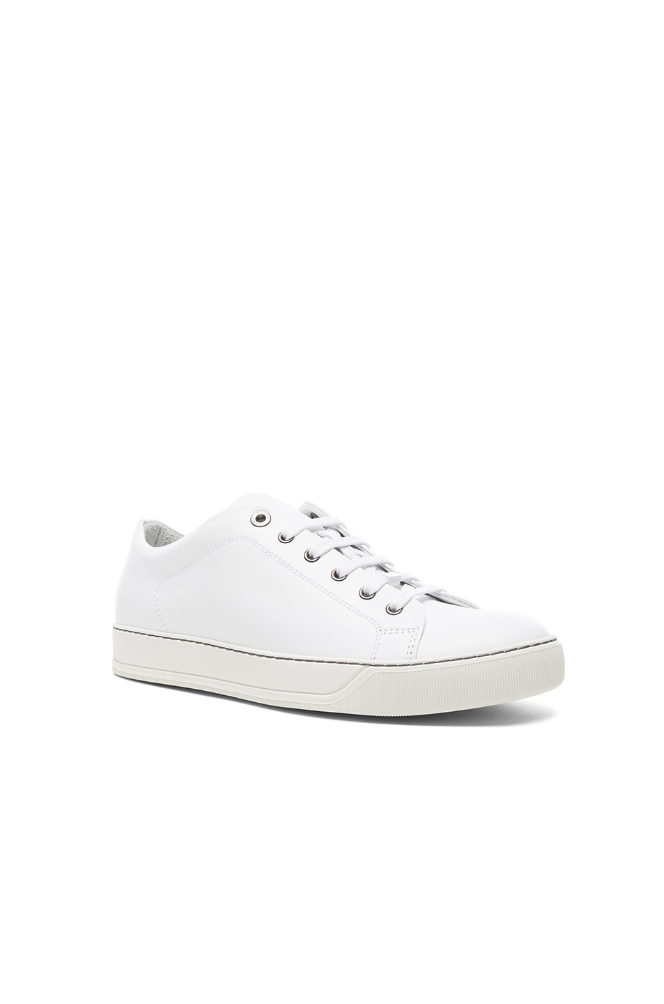 Image 1 of Lanvin Leather Sneakers in Optic White