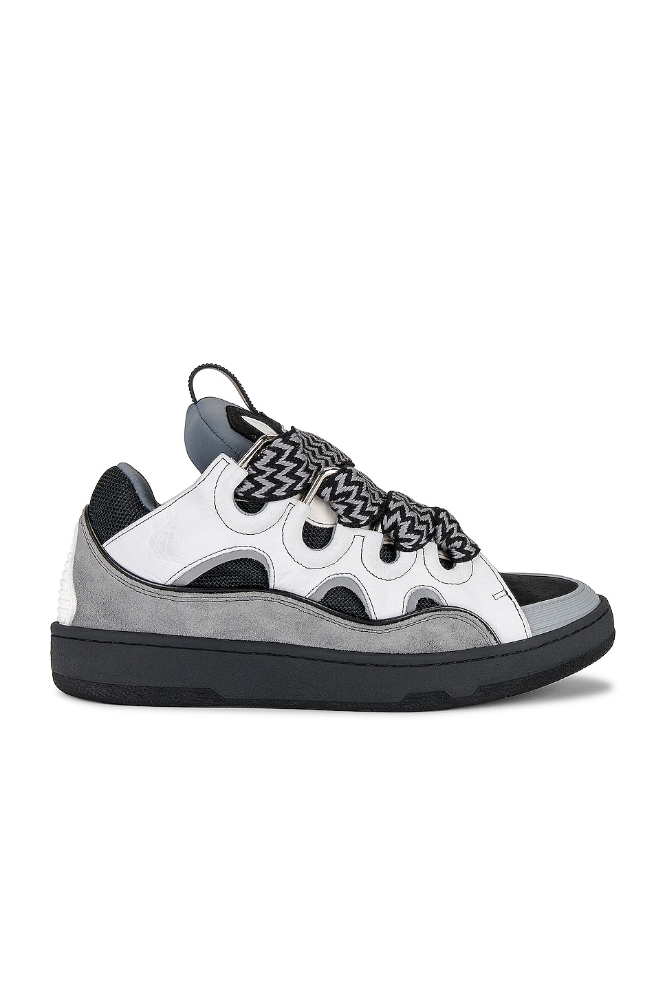 Image 1 of Lanvin Curb Sneakers in White & Anthracite
