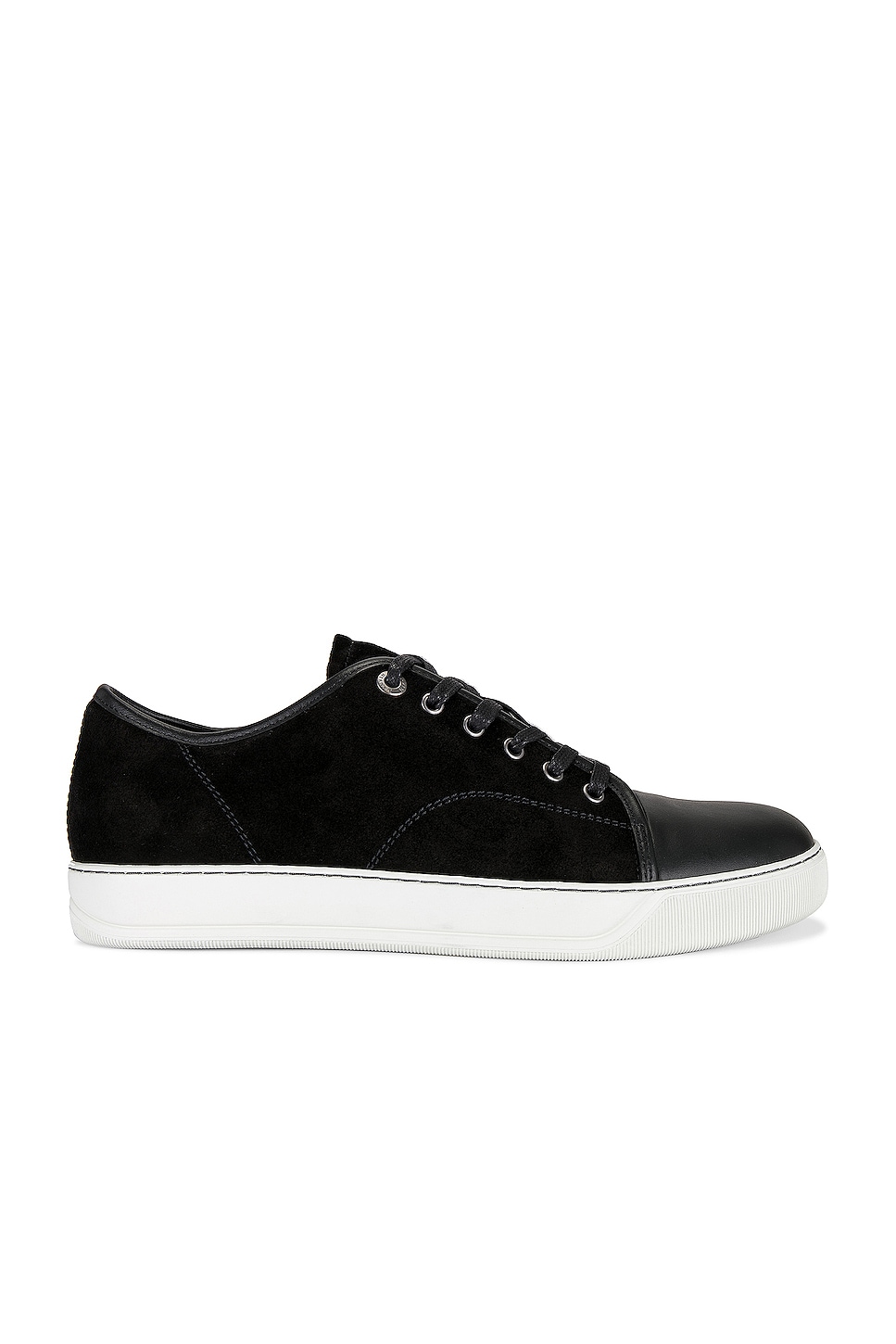 Image 1 of Lanvin Suede And Nappa Captoe Low Top Sneaker in Black