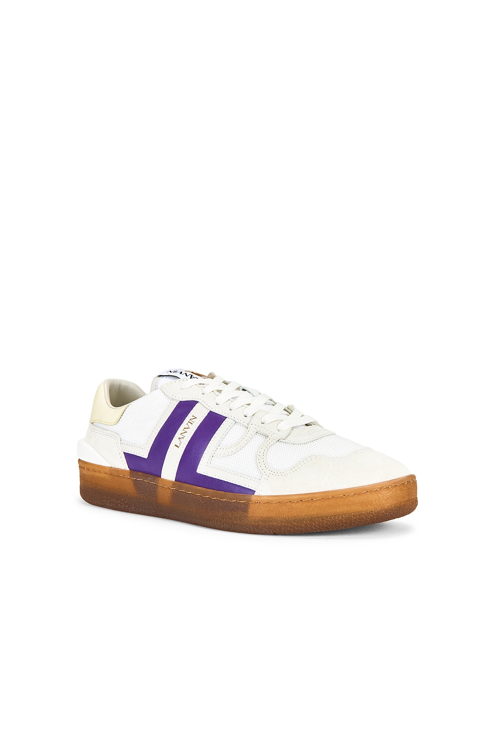 Lanvin Clay Sneakers With Translucid Sole In Ecru & Anemone