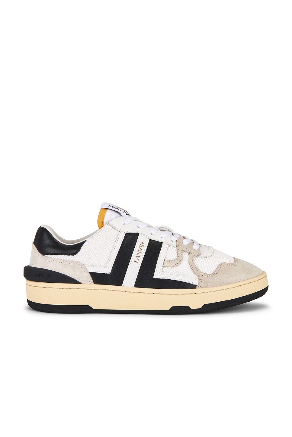 Lanvin Black And White Leather Clay Low Mesh Sneakers