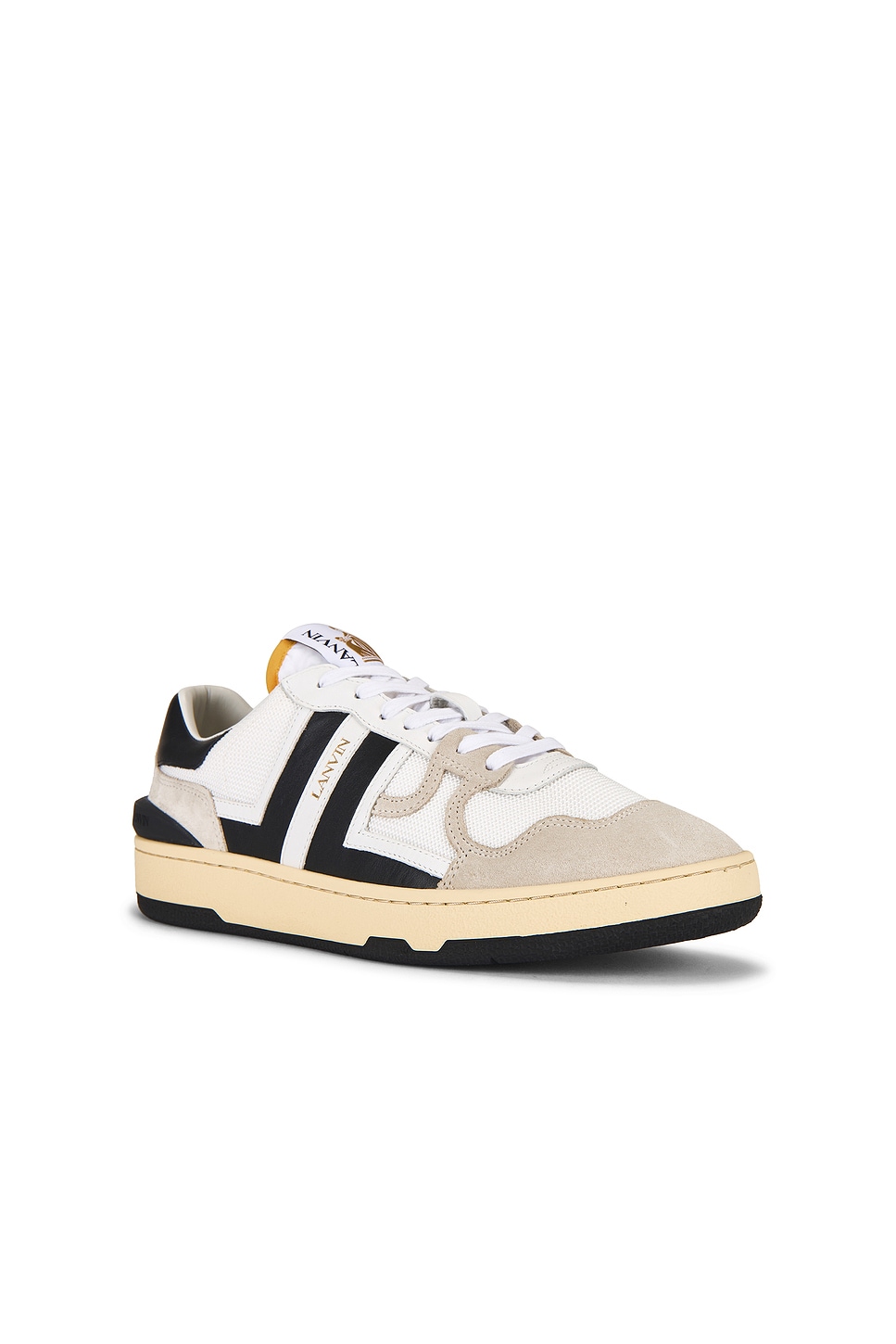 Lanvin Black And White Leather Clay Low Mesh Sneakers