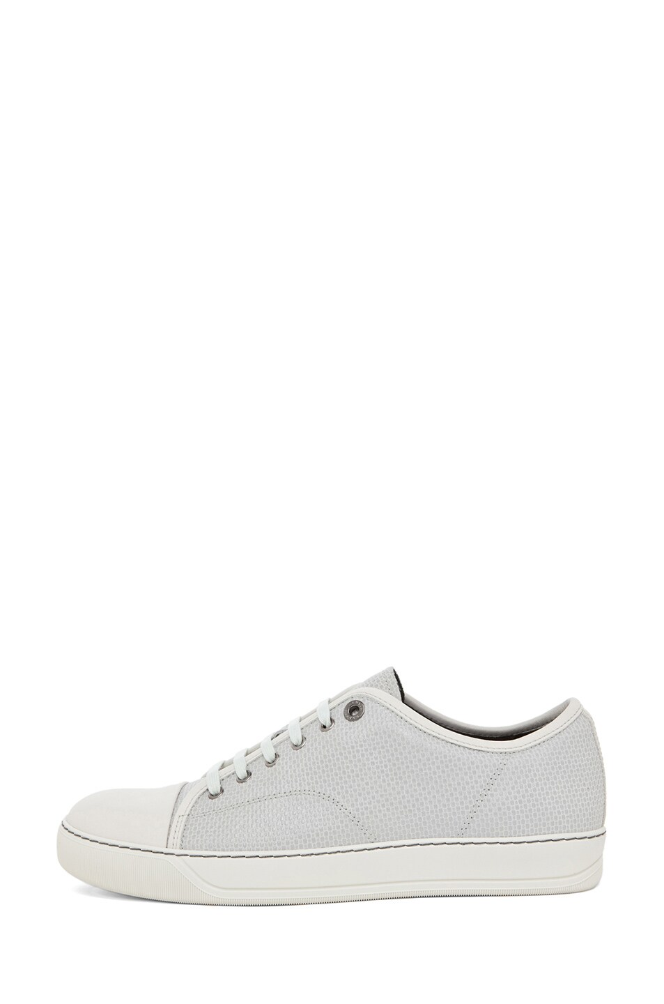 Image 1 of Lanvin Suede Textured Low Trainer in White