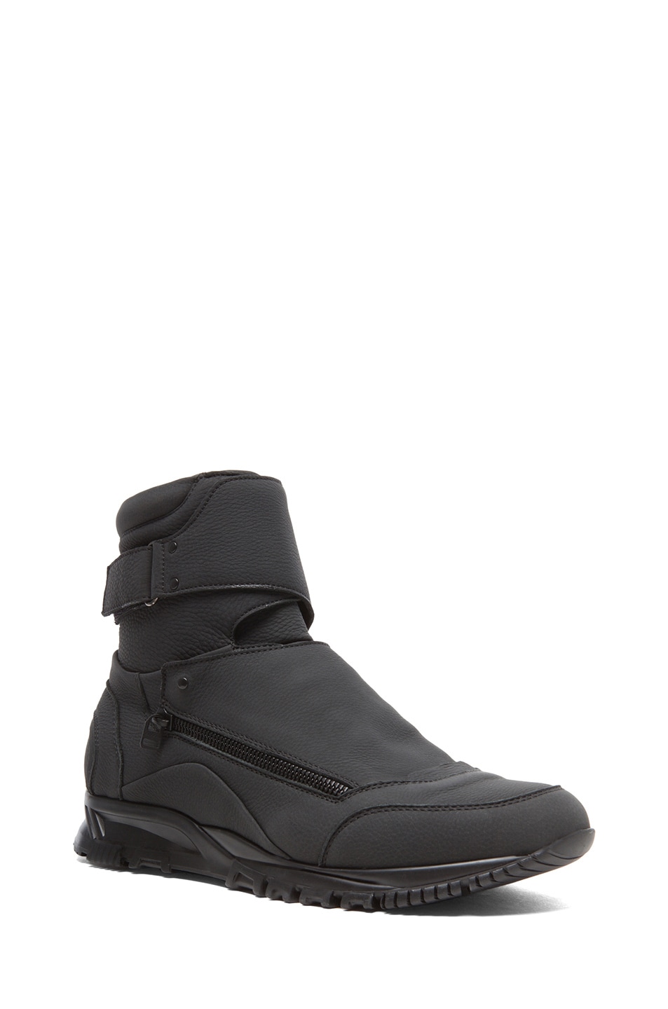 Image 1 of Lanvin Leather Grained High Top Sneaker in Black