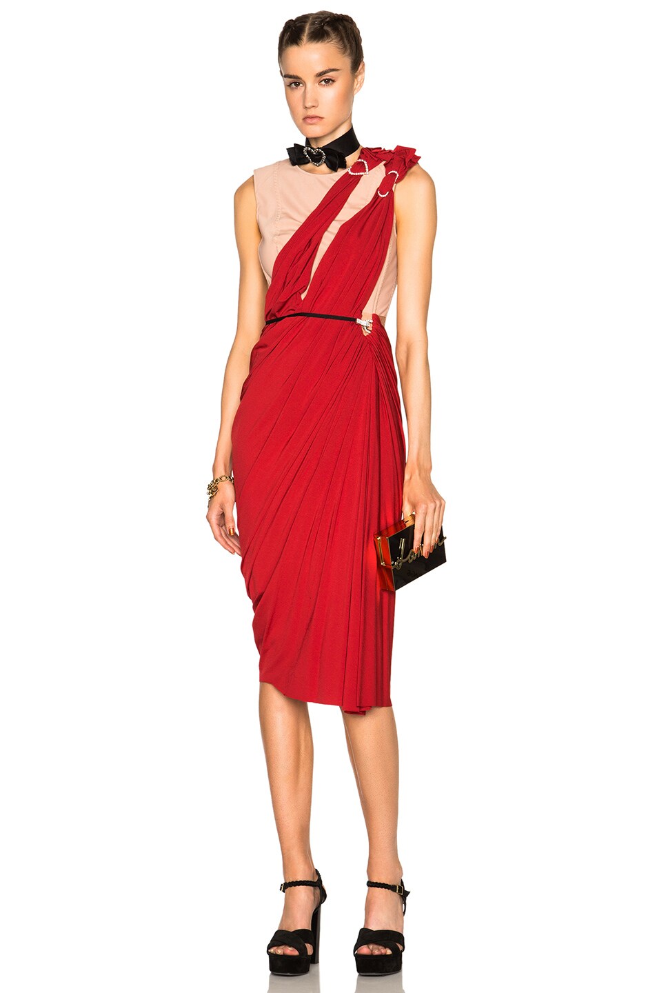 Image 1 of Lanvin Drape Dress in Carmine Red