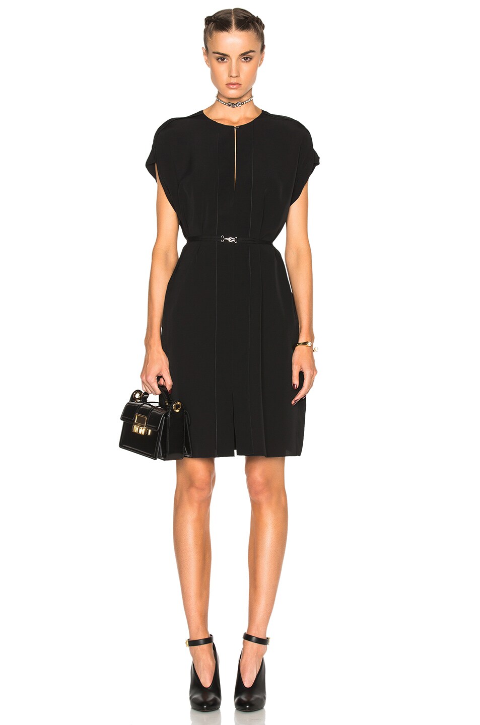 Image 1 of Lanvin Split Ruffle Mini Dress in Black