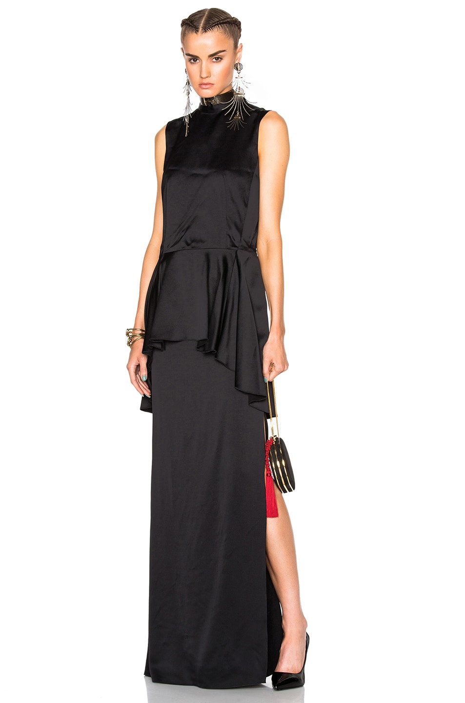 Image 1 of Lanvin Long Viscose Dress in Black