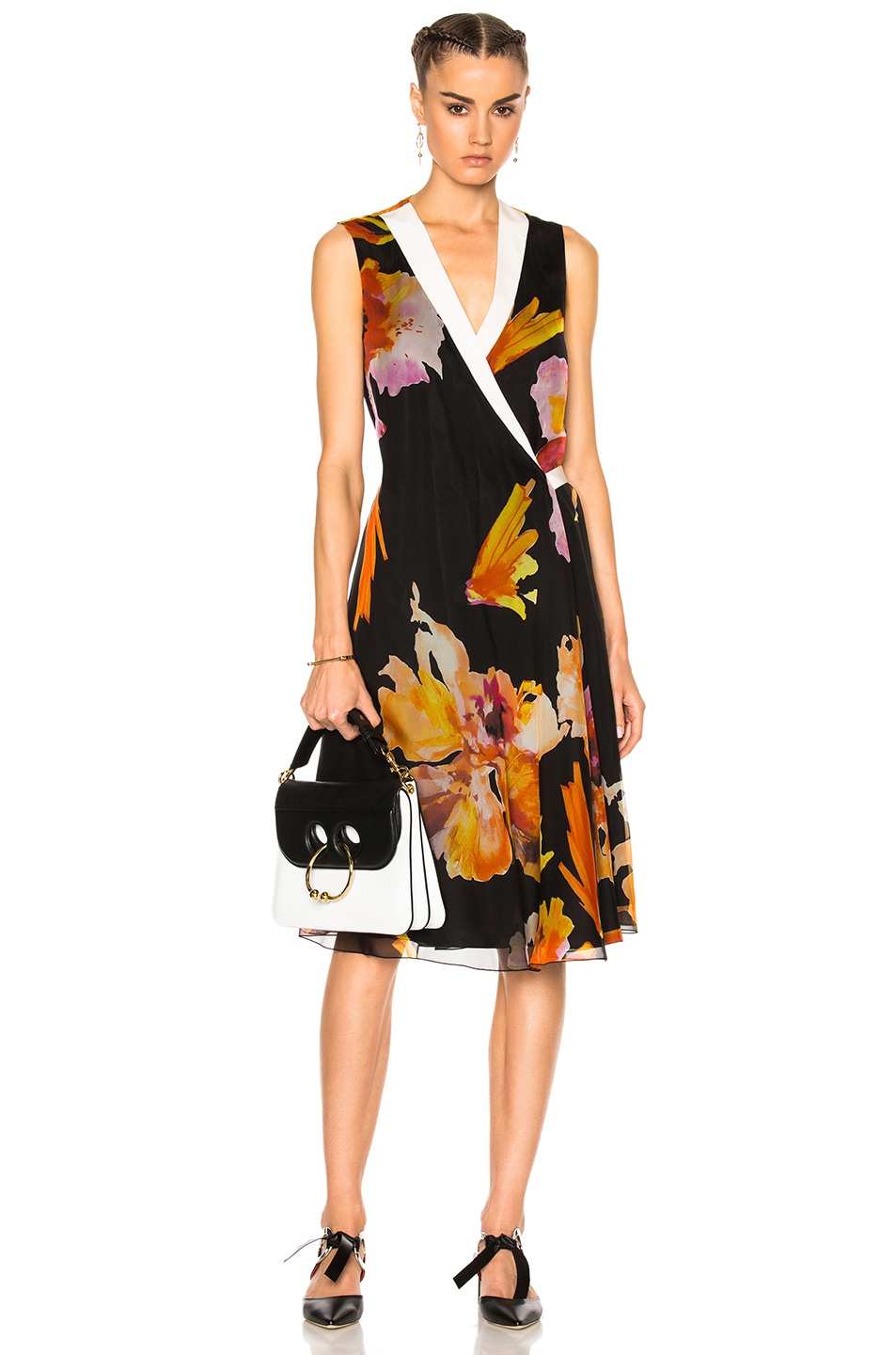 Image 1 of Lanvin Floral Wrap Dress in Orchid
