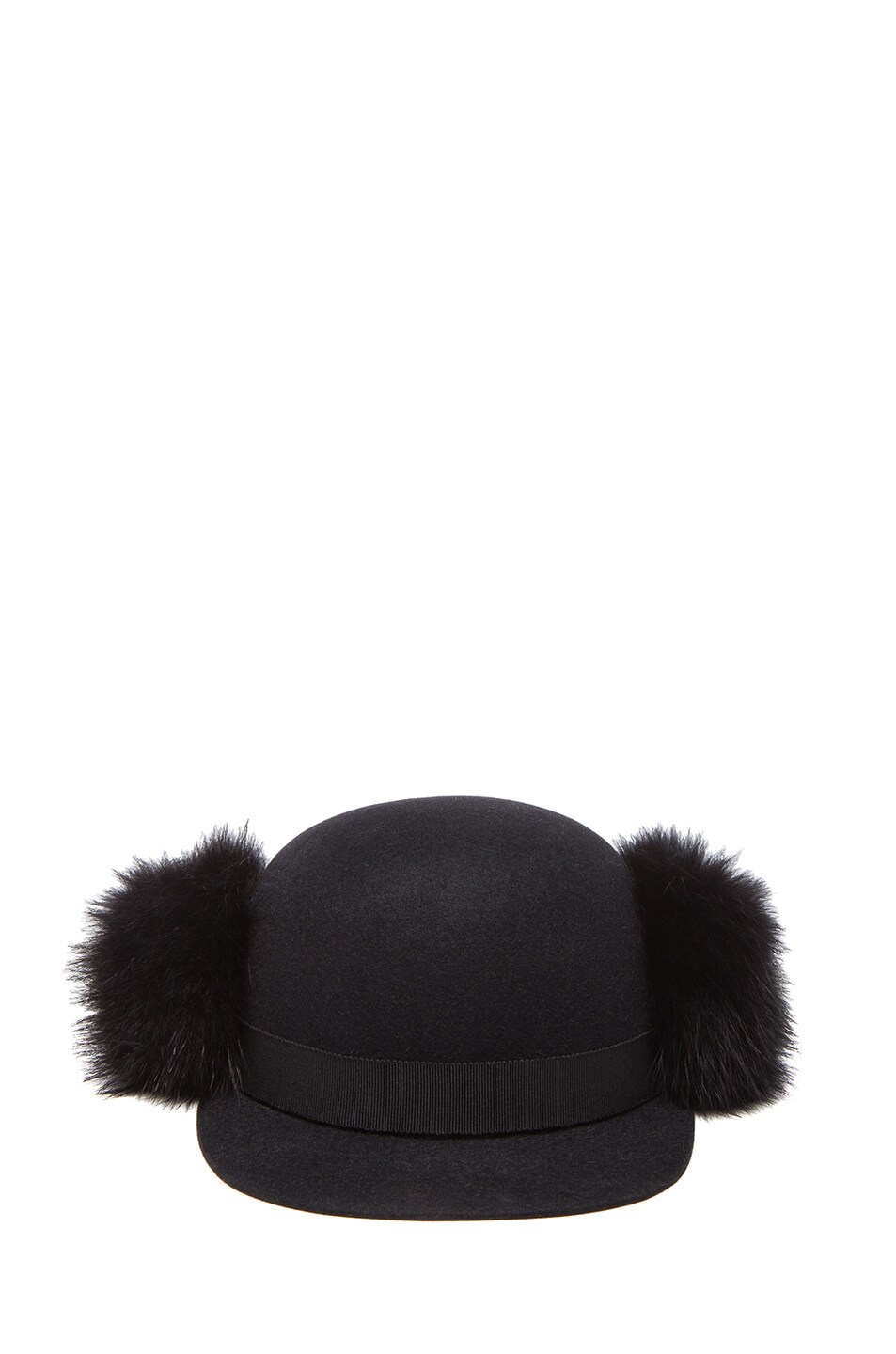 Image 1 of Lanvin Felt Cap with Fur in Black