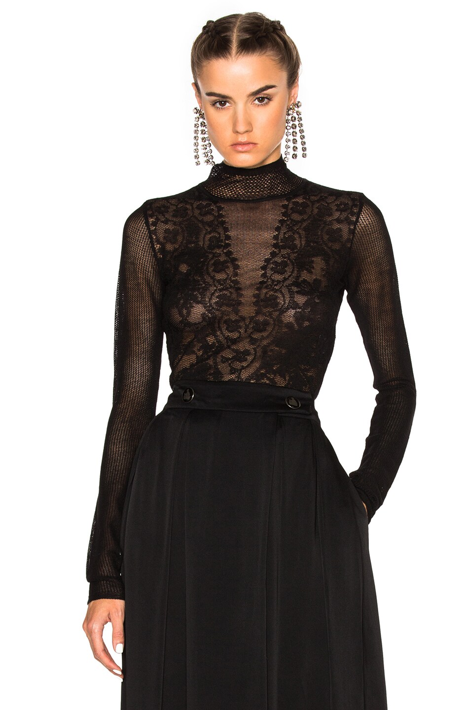 Image 1 of Lanvin Lace Detail Top in Black