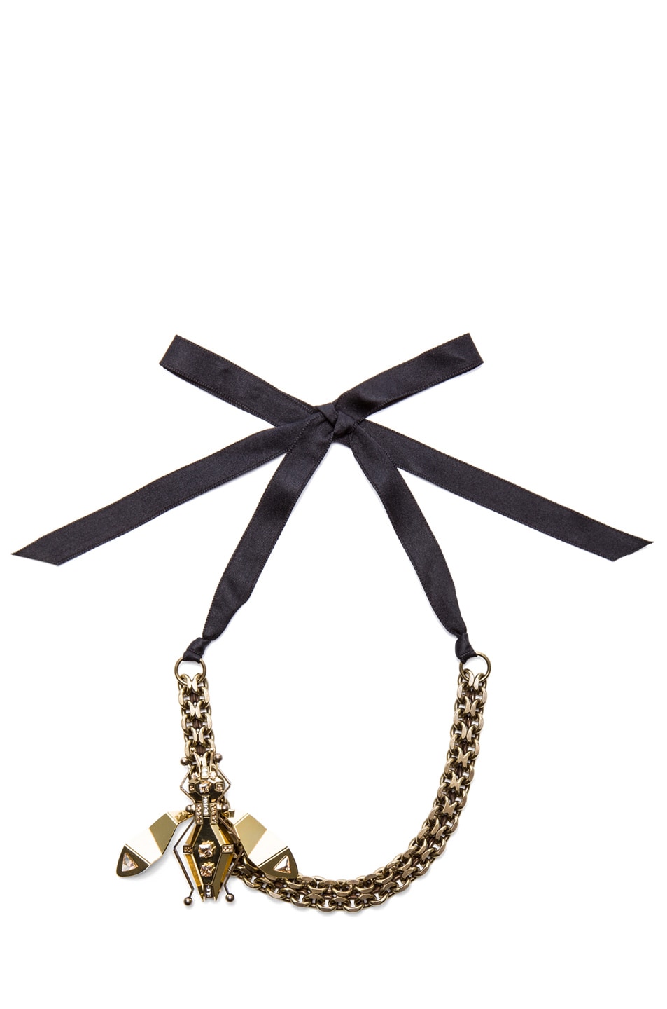 Image 1 of Lanvin Large Bug Antique Brass Necklace in Gold