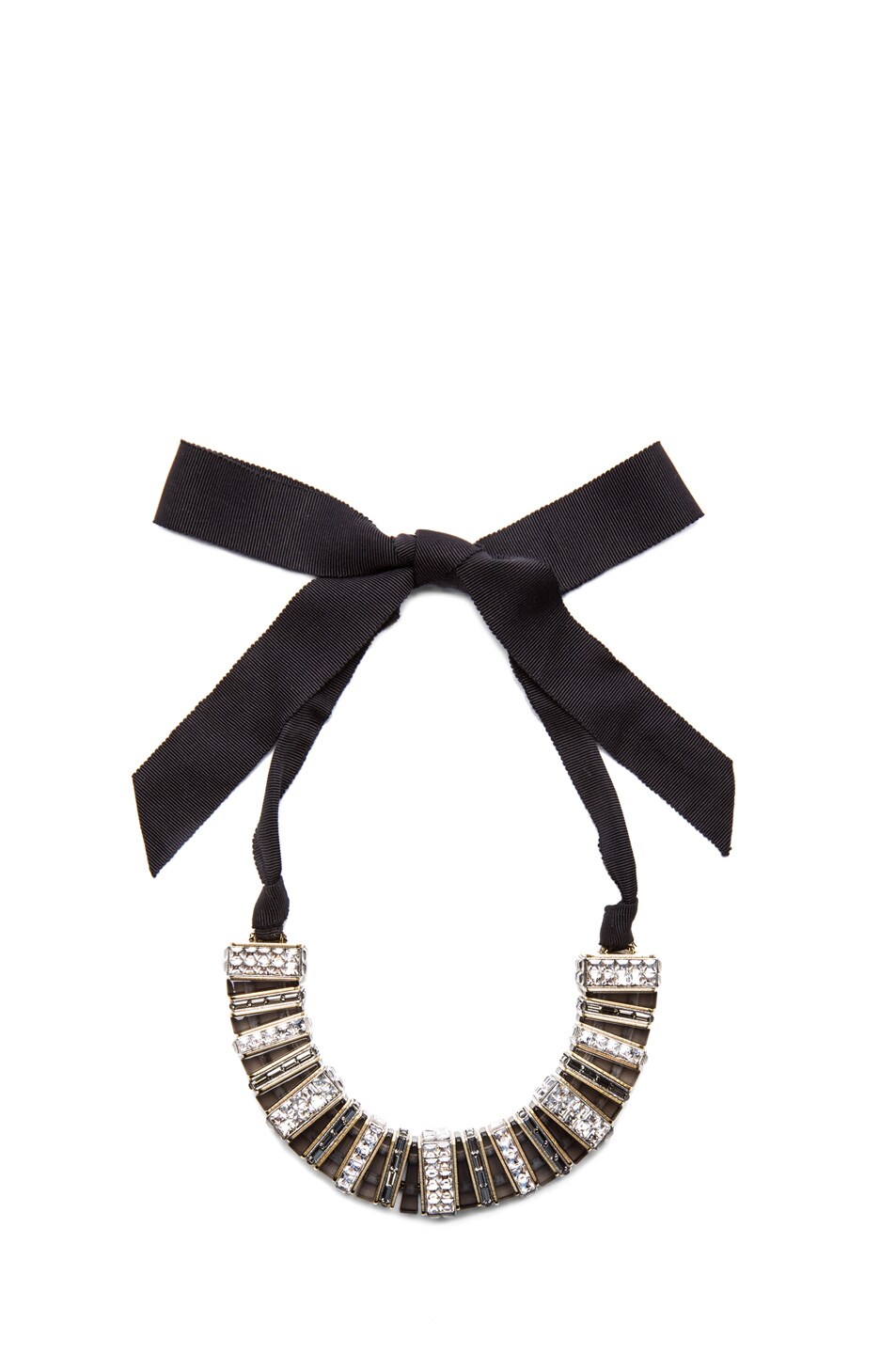 Image 1 of Lanvin Jewel Collar Antique Brass Necklace in Gris
