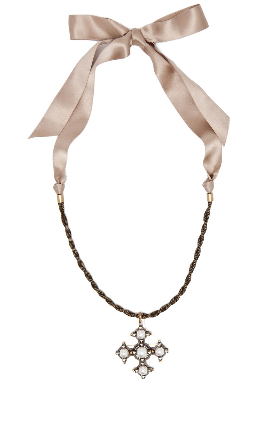 Image 1 of Lanvin Cross Necklace in White