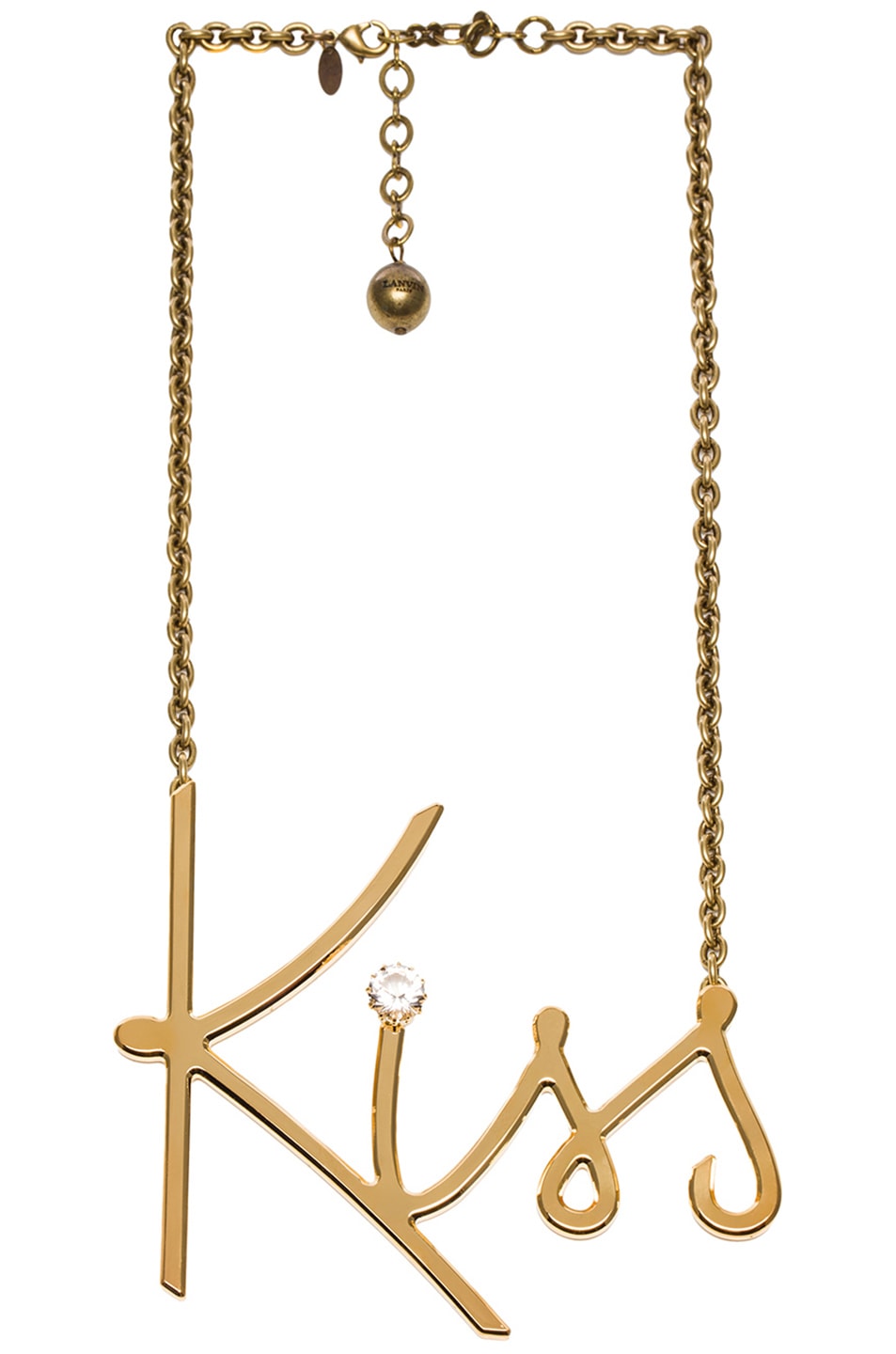 Image 1 of Lanvin Brass Kiss Necklace in Gold