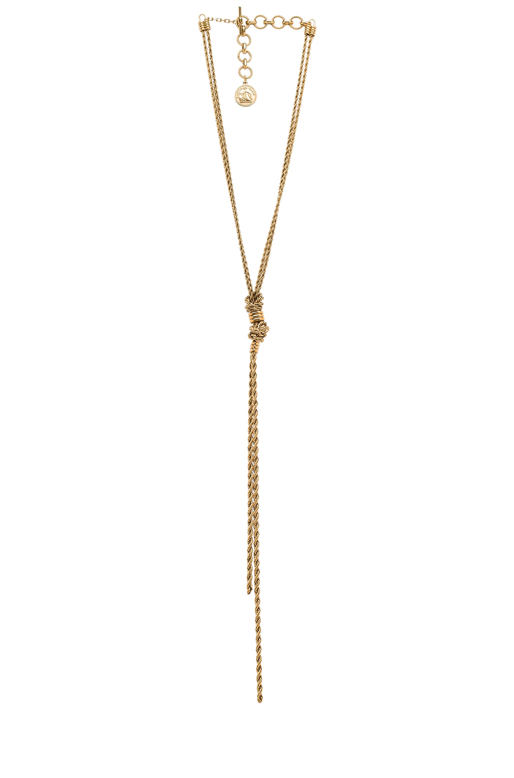 Image 1 of Lanvin Knotted Chain Pendant Necklace in Gold