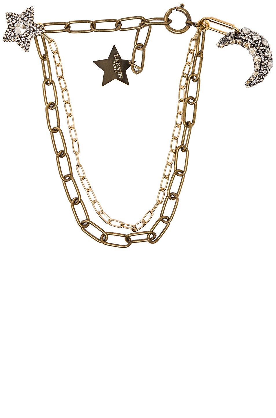 Image 1 of Lanvin Star & Moon Short Necklace in Gold