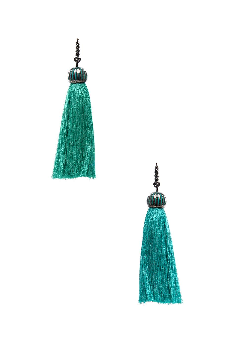 Image 1 of Lanvin Tassel Earrings in Green & Blue