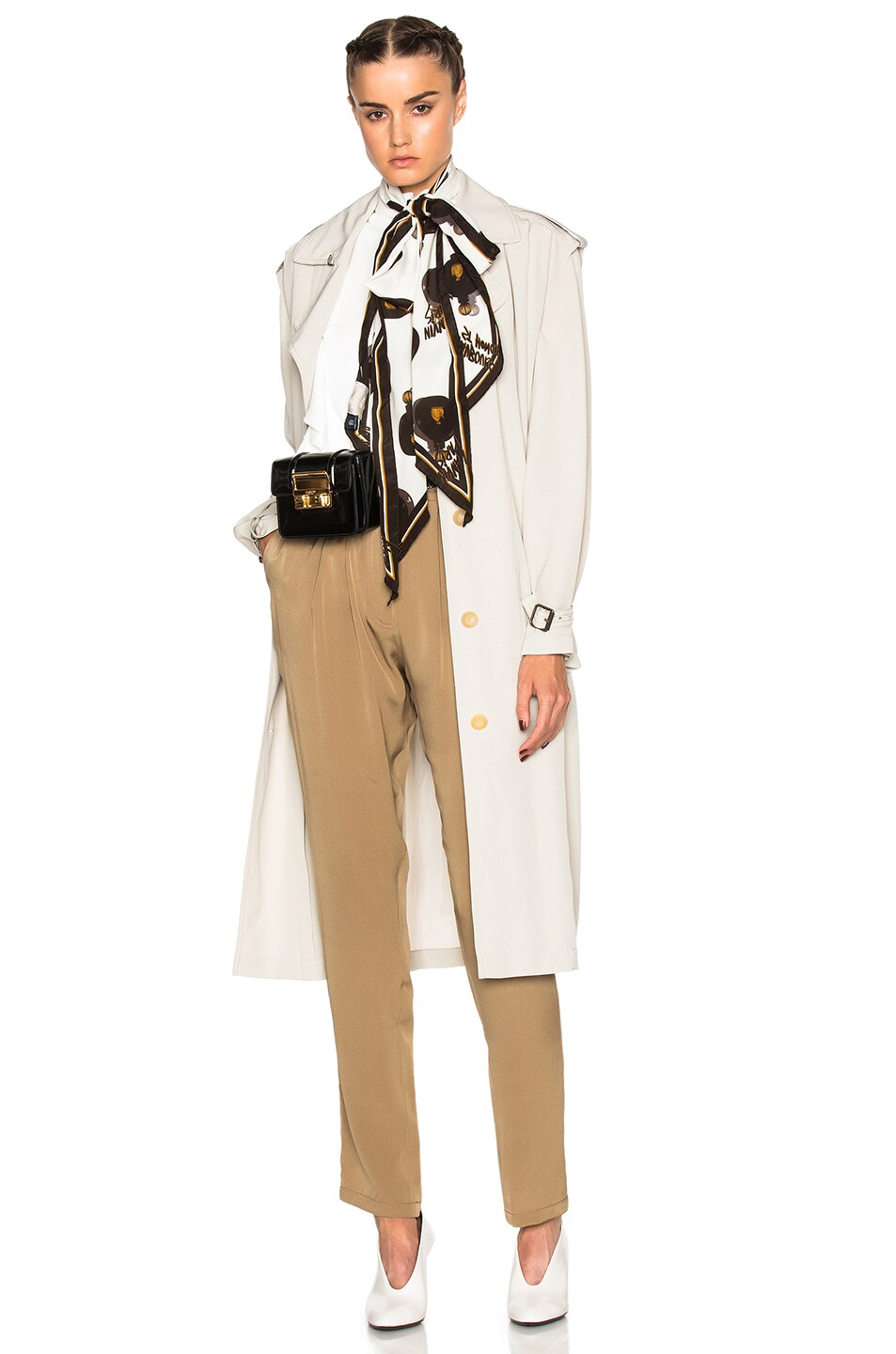 Image 1 of Lanvin Belted Trench Coat in Moon