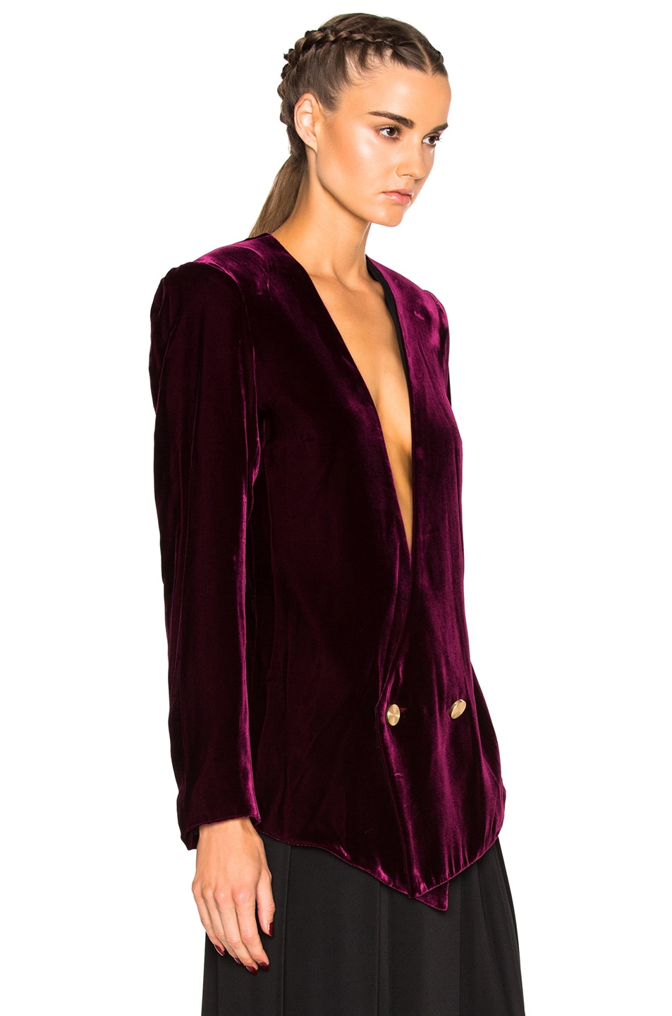 Lanvin Velvet Blazer Jacket in Aubergine | FWRD