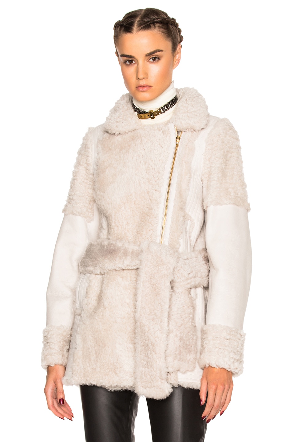 Image 1 of Lanvin Belted Shearling Jacket in Majestic
