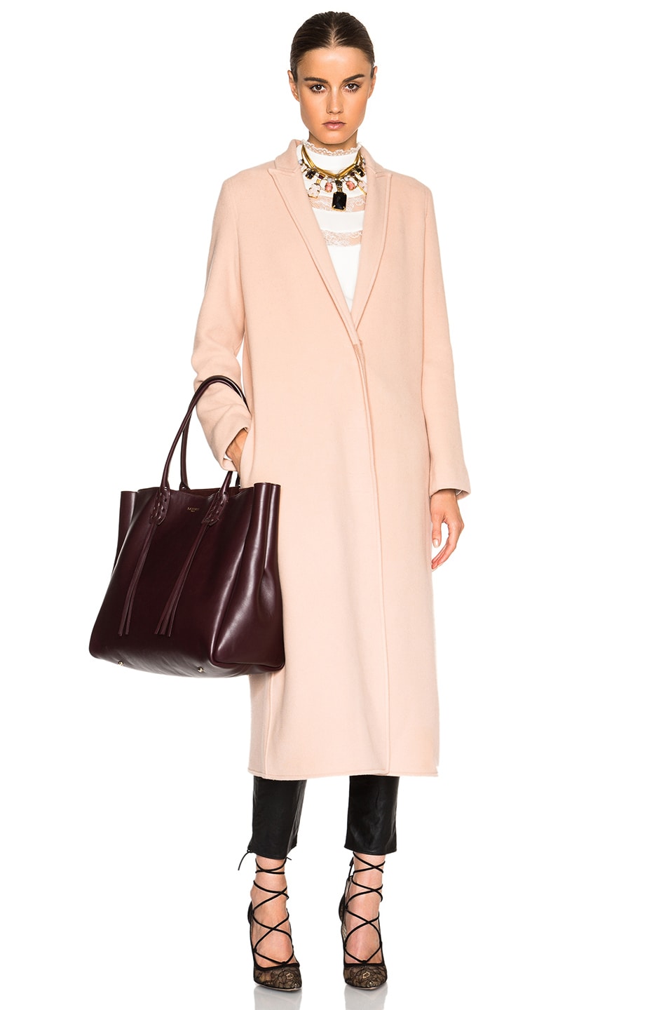 Image 1 of Lanvin Wool Woven Coat in Blush