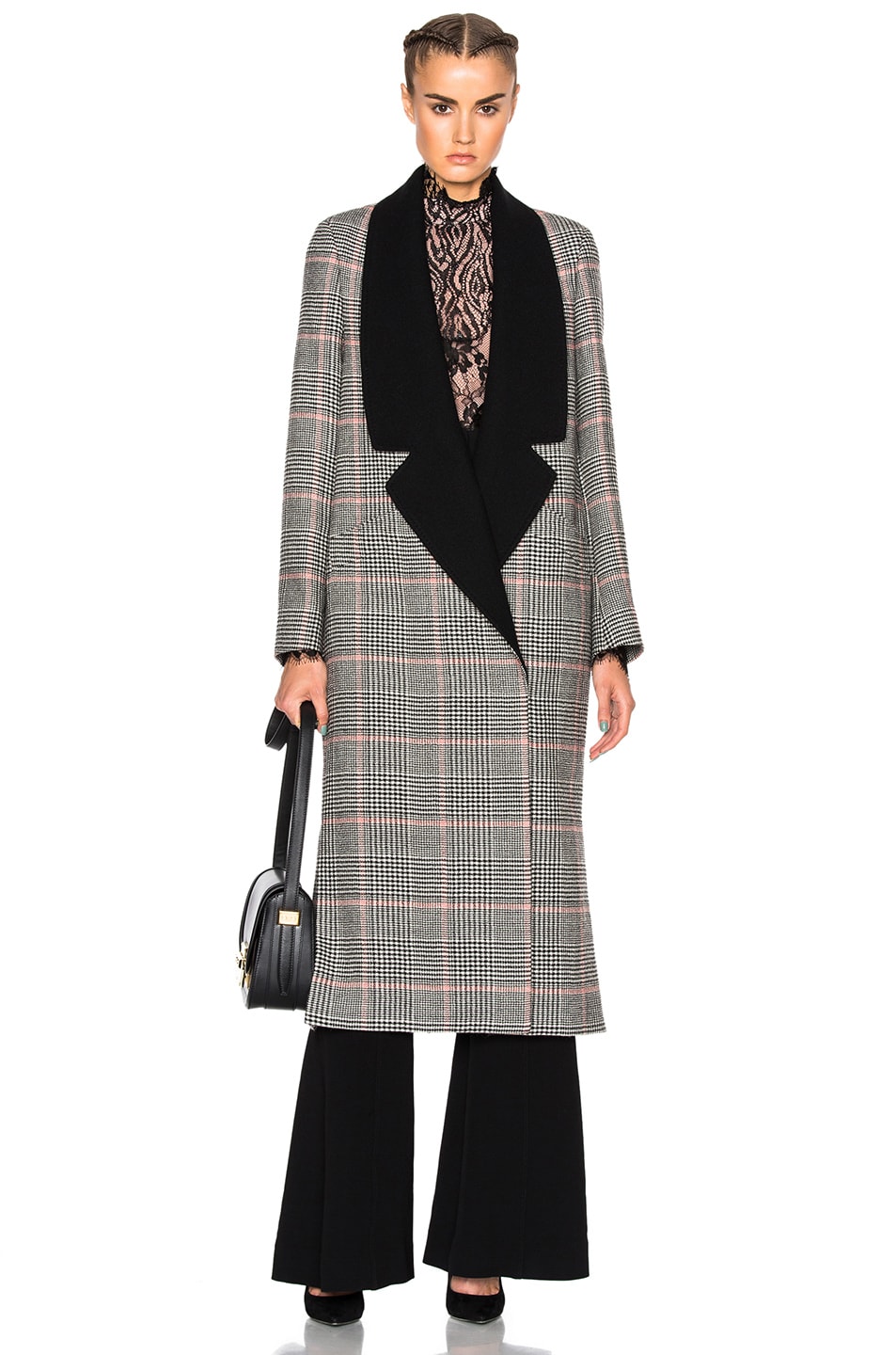 Image 1 of Lanvin Plaid Wool Coat in Coral
