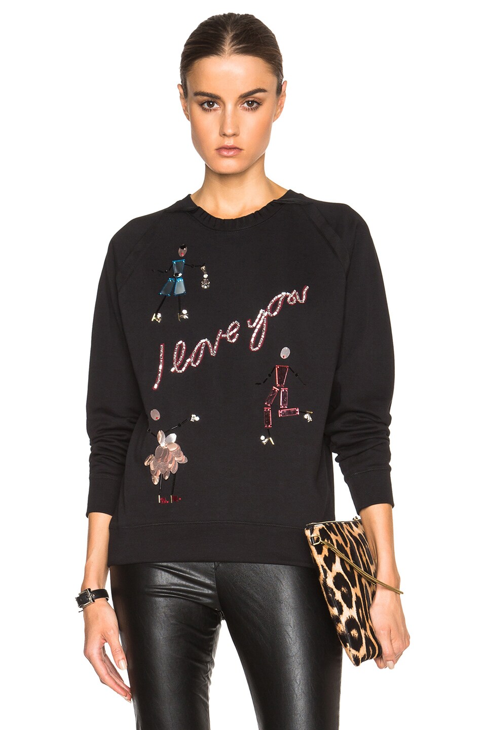 Image 1 of Lanvin I Love You Embroidered Sweatshirt in Black