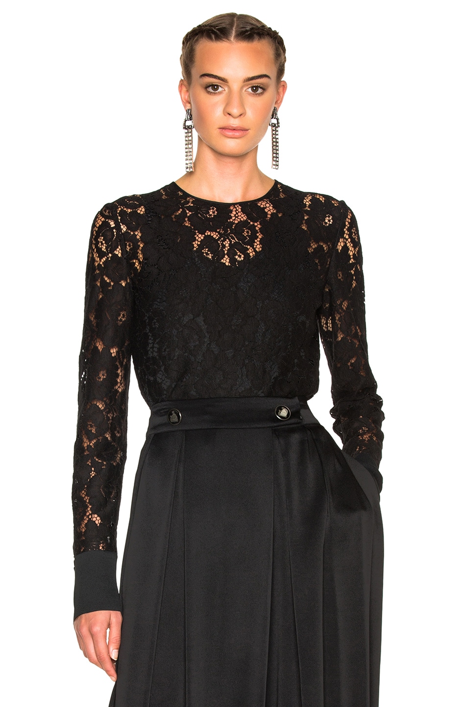 Image 1 of Lanvin Lace Blouse with Cuff Detail in Black