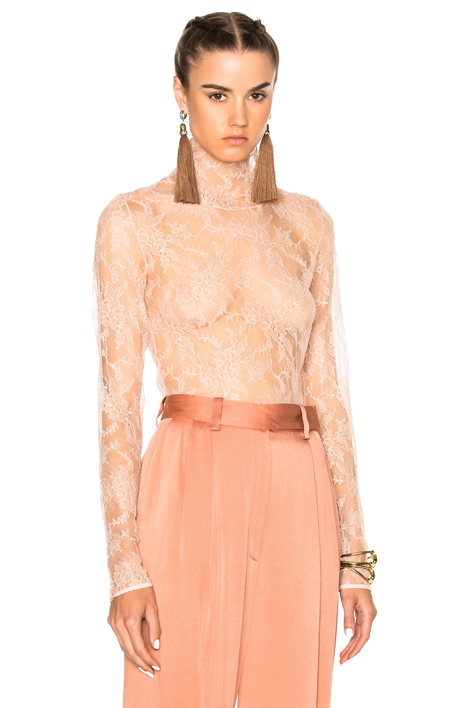Image 1 of Lanvin Lace Turtleneck in Nude