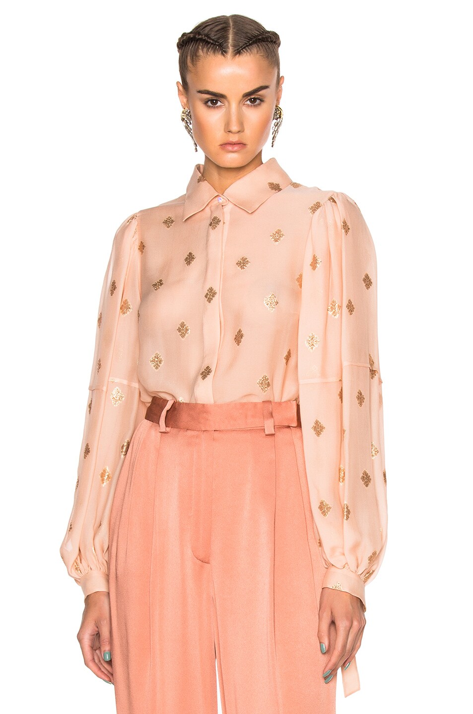 Image 1 of Lanvin Printed Blouse in Nude