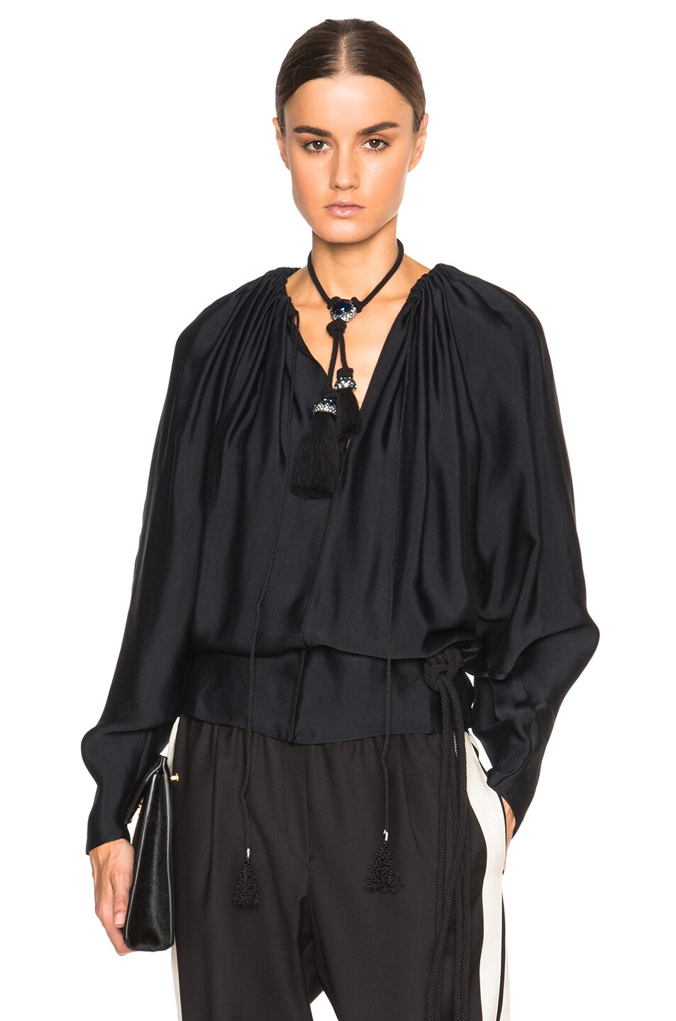 Image 1 of Lanvin Silk Woven Blouse in Black