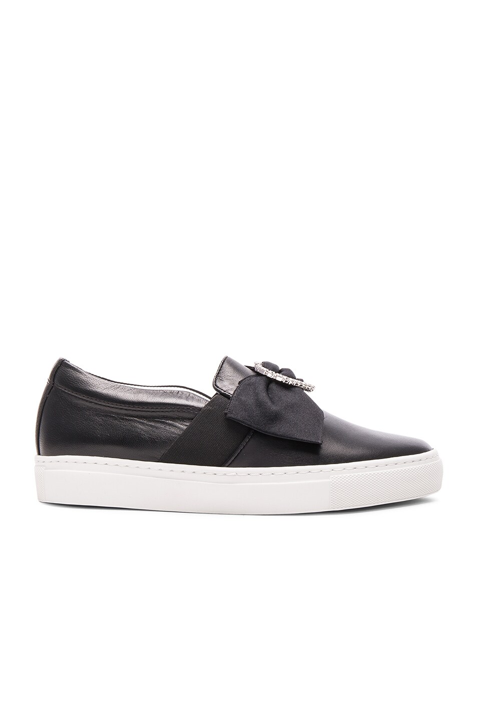 Image 1 of Lanvin Bow & Heart Leather Slip On Sneakers in Black
