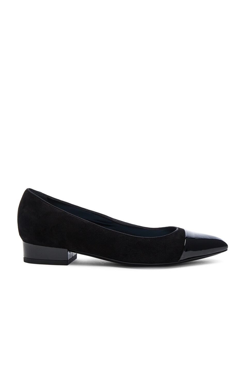 Image 1 of Lanvin Suede Pointy Ballerina Flats in Black