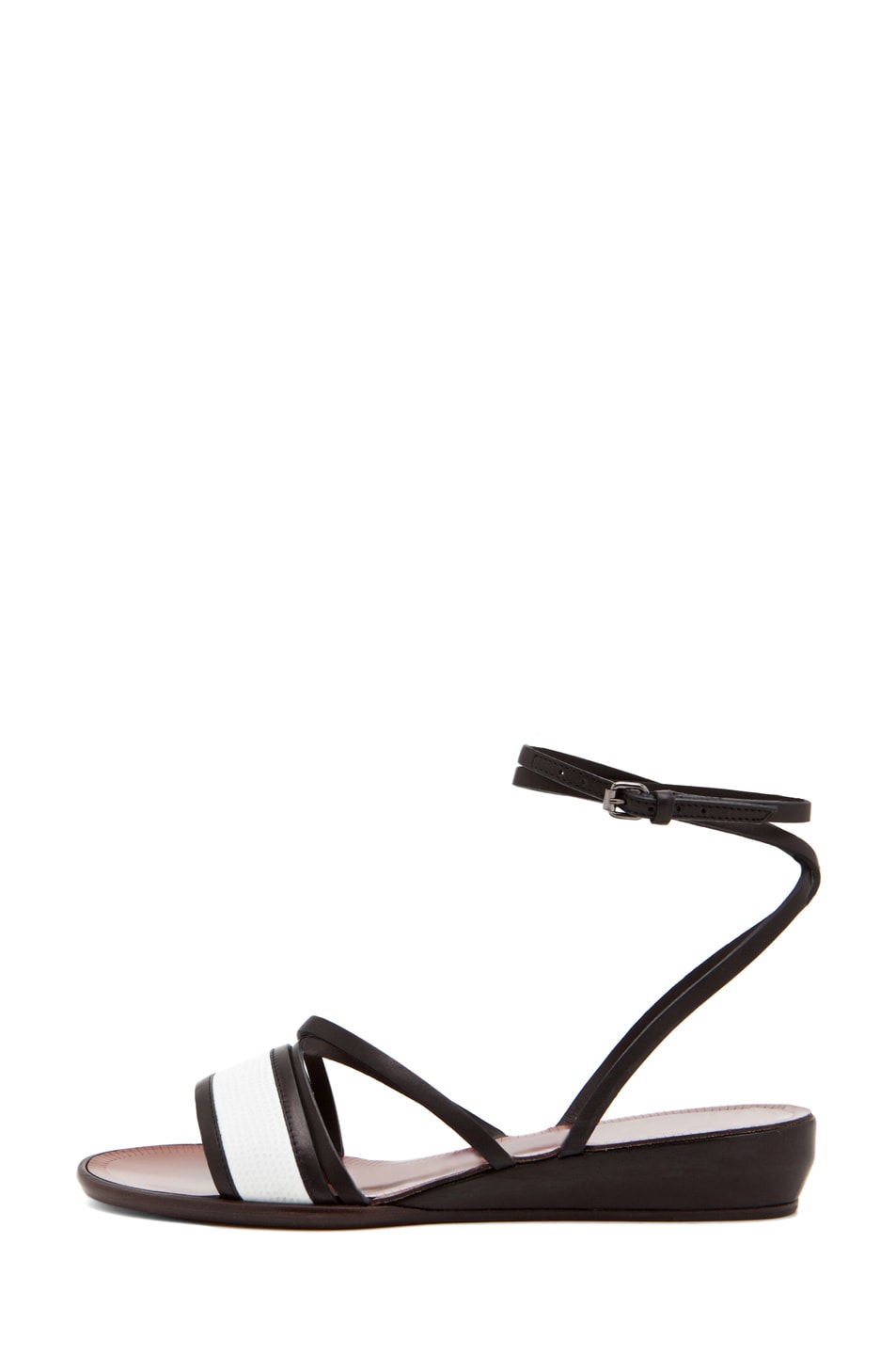 Image 1 of Lanvin Stripe Sandal in White & Black