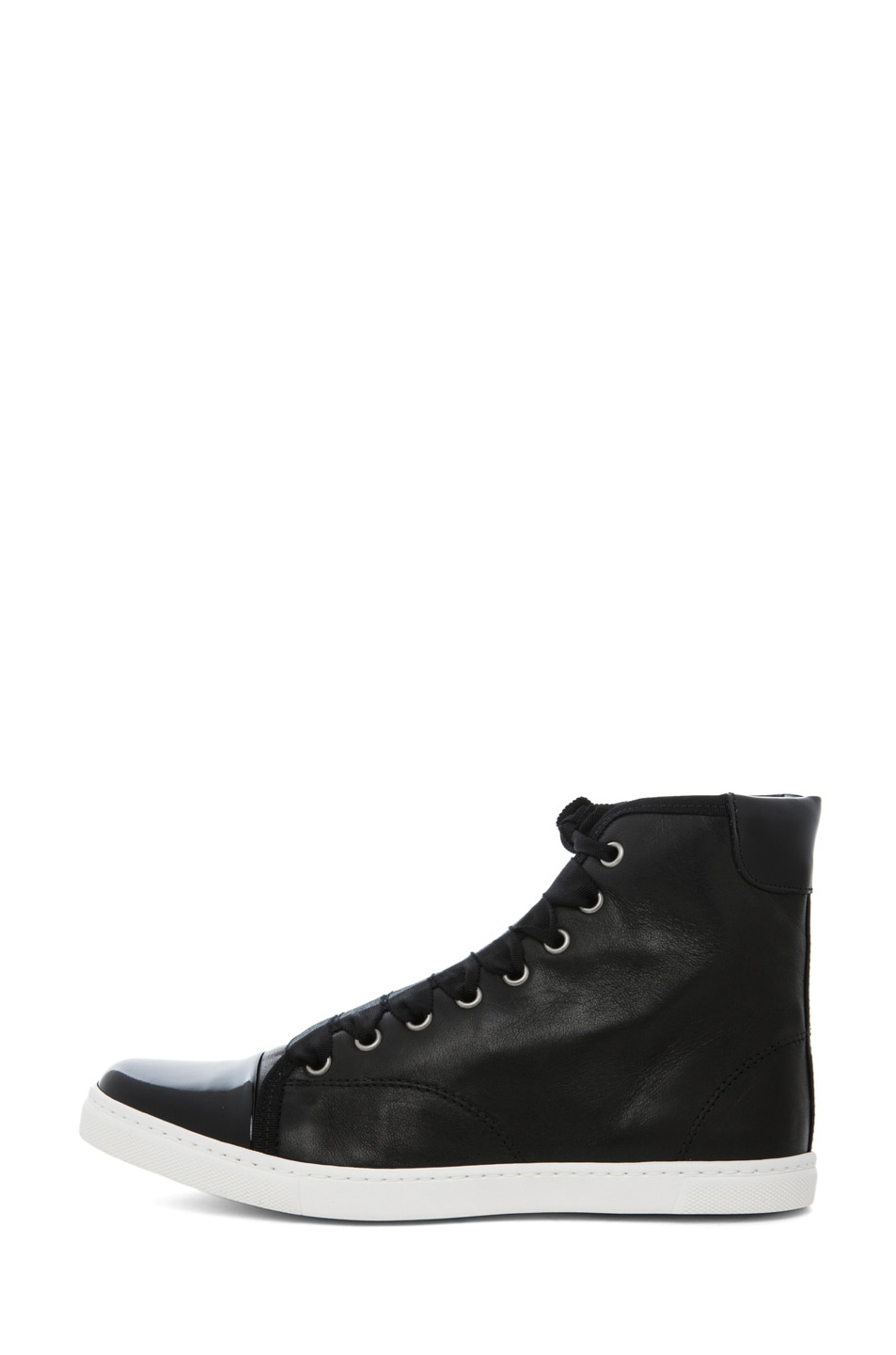 Lanvin Hi Top Patent Leather Sneaker in Black | FWRD