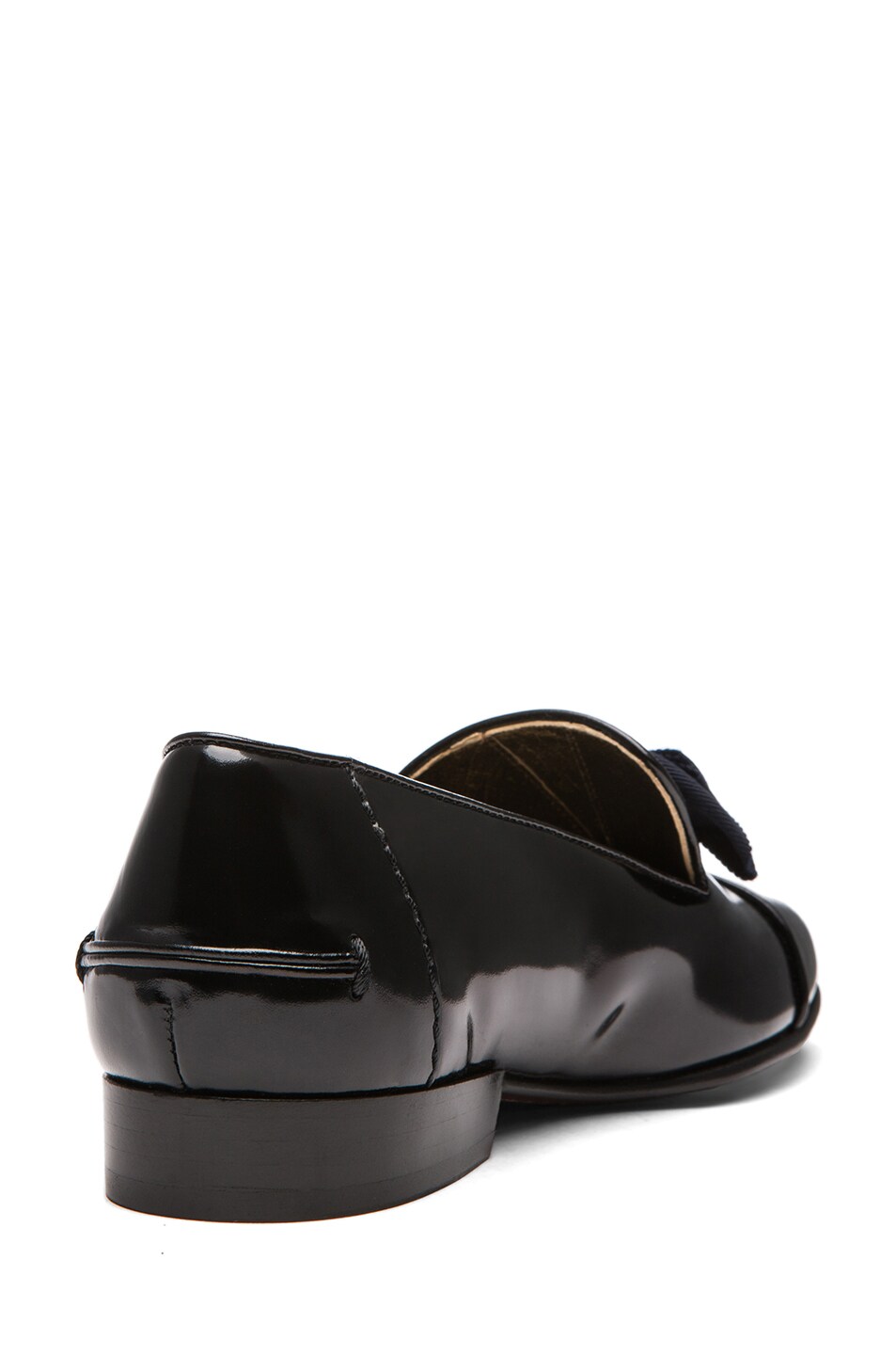Lanvin Glossy Leather Ribbon Lace Oxfords in Noir | FWRD
