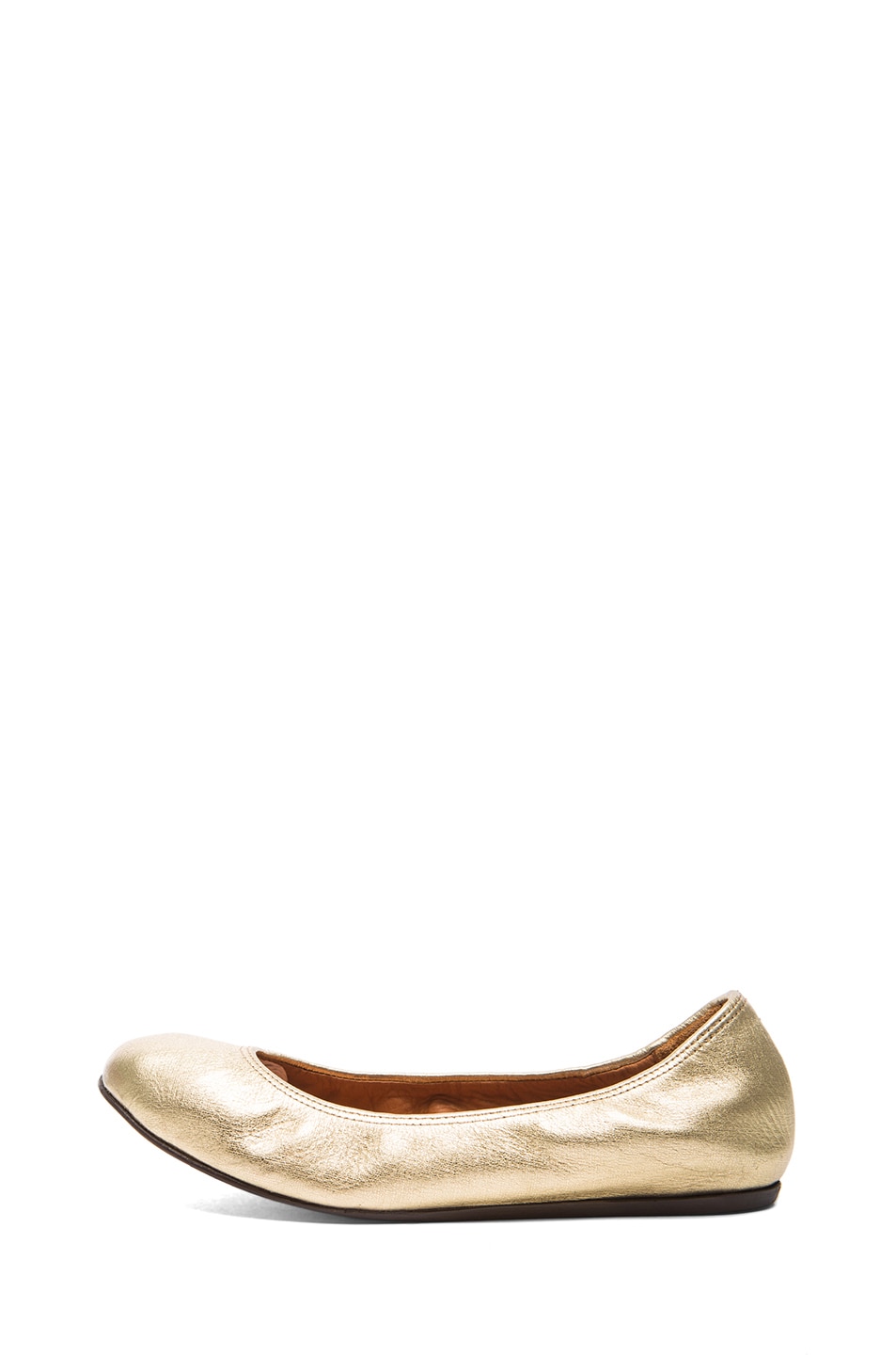 Image 1 of Lanvin Metallic Leather Ballerina Flats in Gold