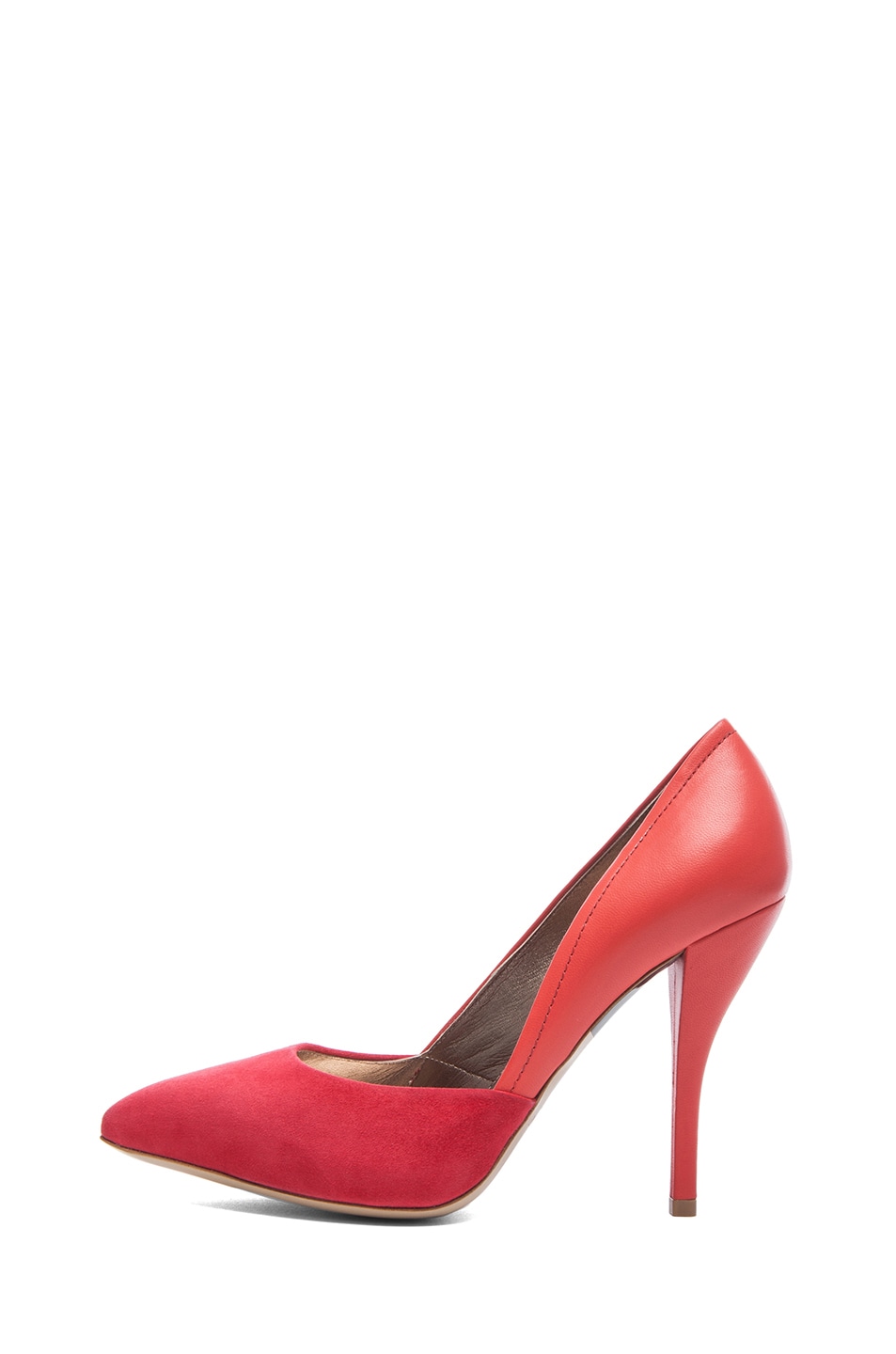 Image 1 of Lanvin D'orsay Suede & Leather Pumps in Red