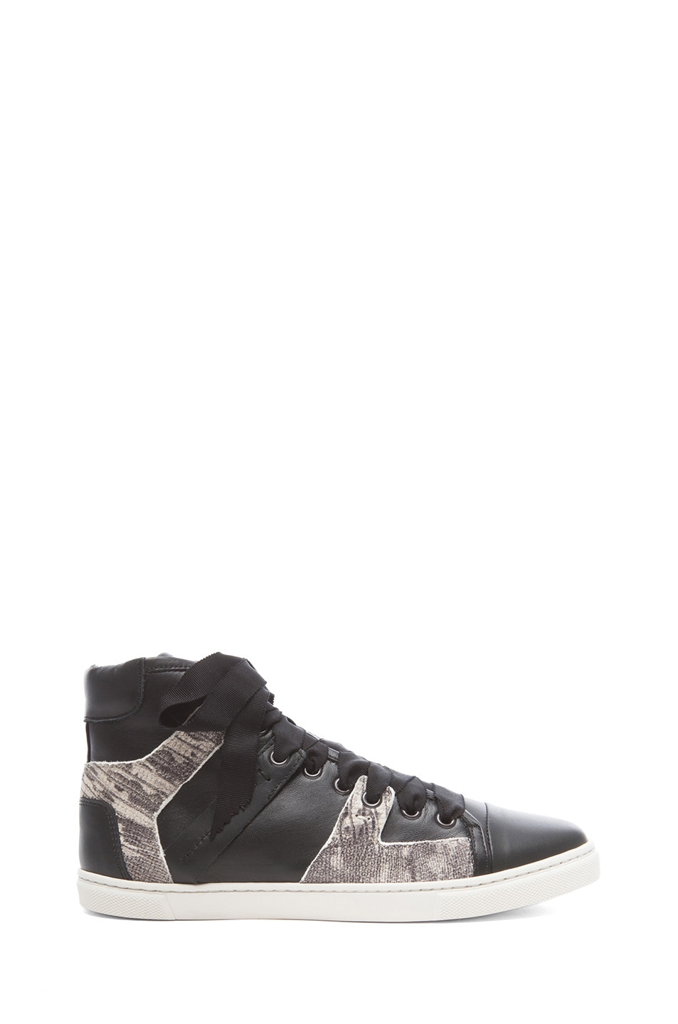 Image 1 of Lanvin High Top Calfskin Leather Sneakers in Black Multi
