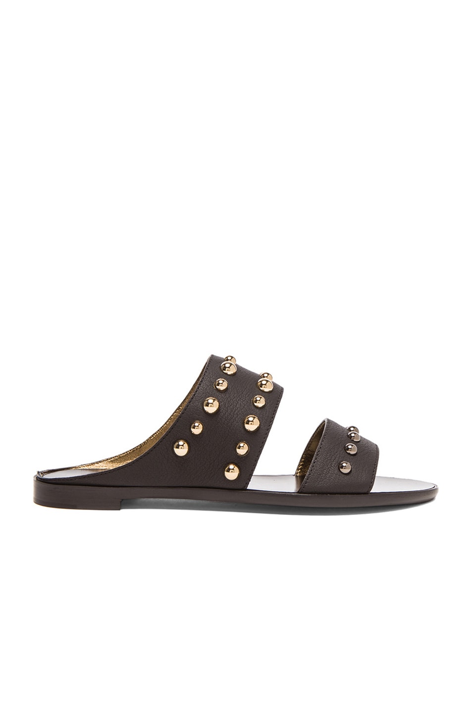 Image 1 of Lanvin Leather Flat Sandals with Studs in Black