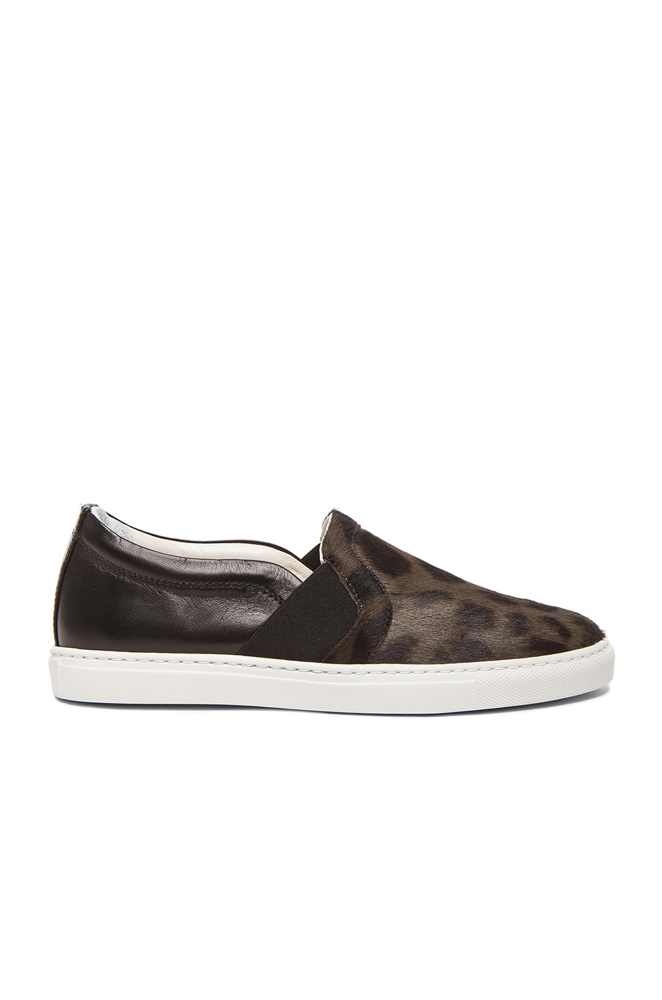 Image 1 of Lanvin Leopard Print Pull On Calf Hair & Leather Sneakers in Anthracite