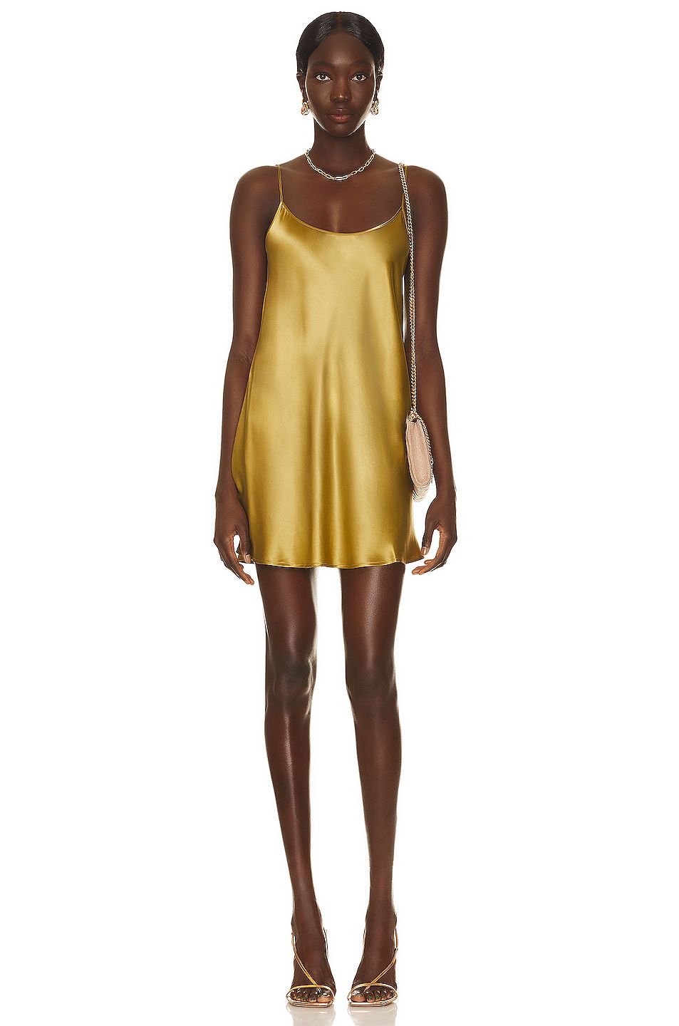 Image 1 of La Perla Silk Short Slip Dress in Absolute Vetiver